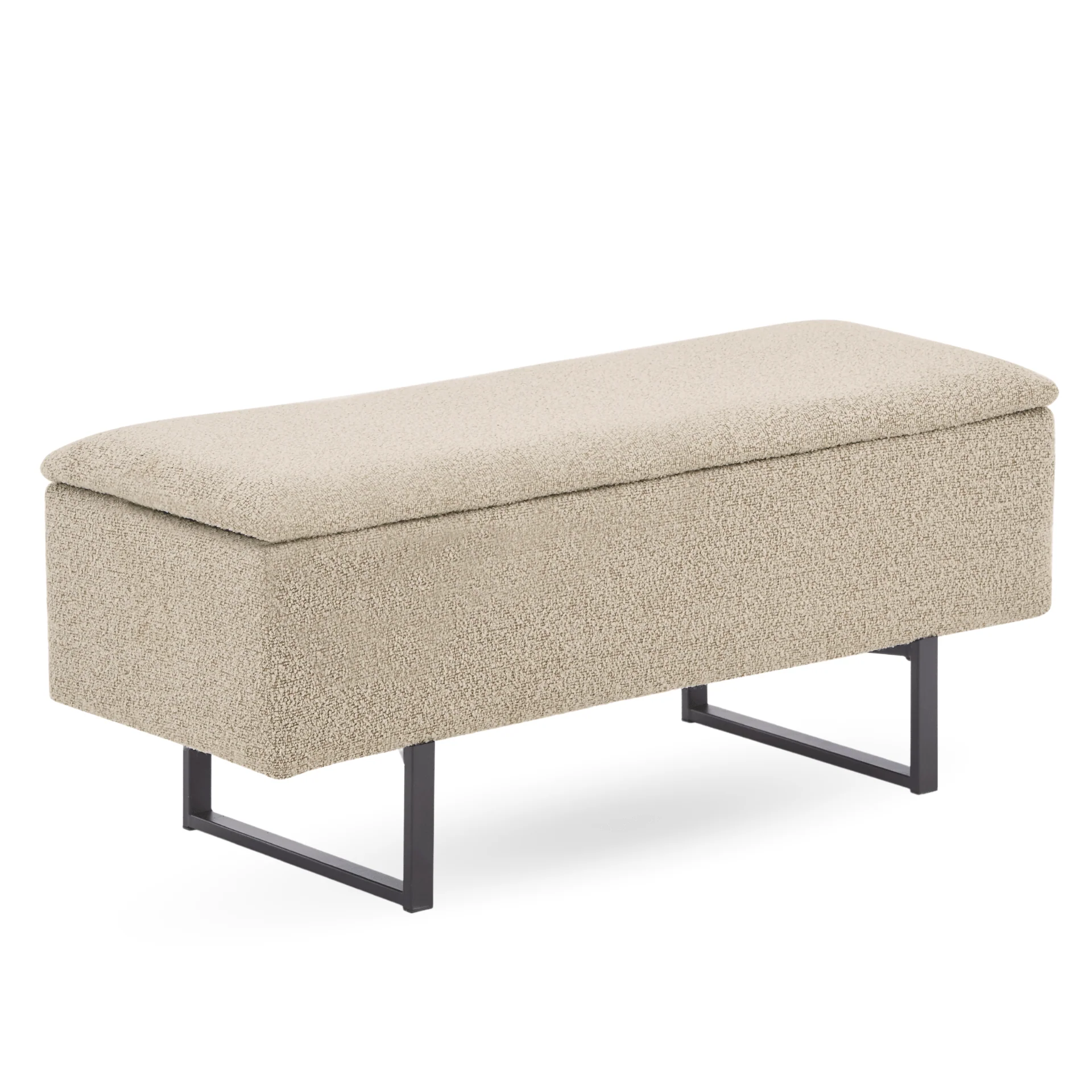 Malika Banc avec rangement en bouclé beige 95x35x42 cm - Image 7