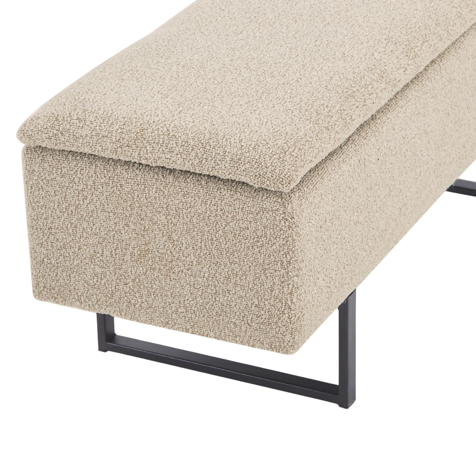 Malika Banc avec rangement en bouclé beige 95x35x42 cm - Image 8