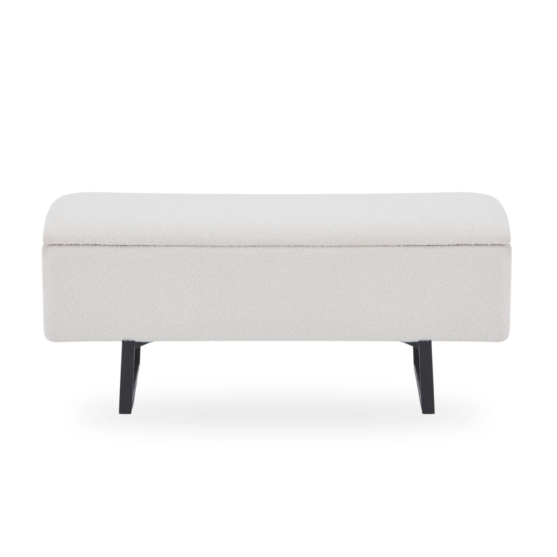 Malika Banc avec rangement en bouclé blanc 95x35x42 cm