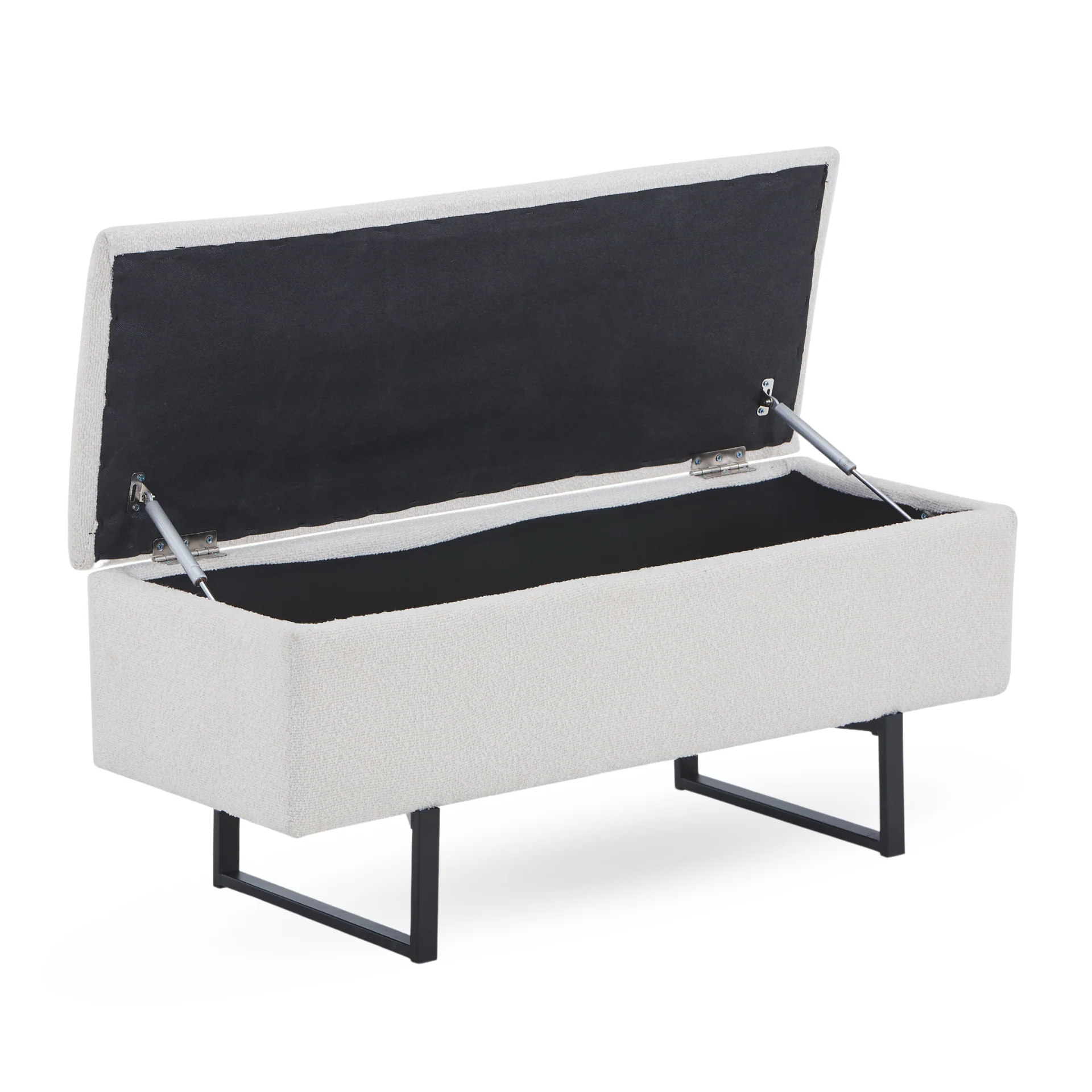 Malika Banc avec rangement en bouclé blanc 95x35x42 cm - Image 2