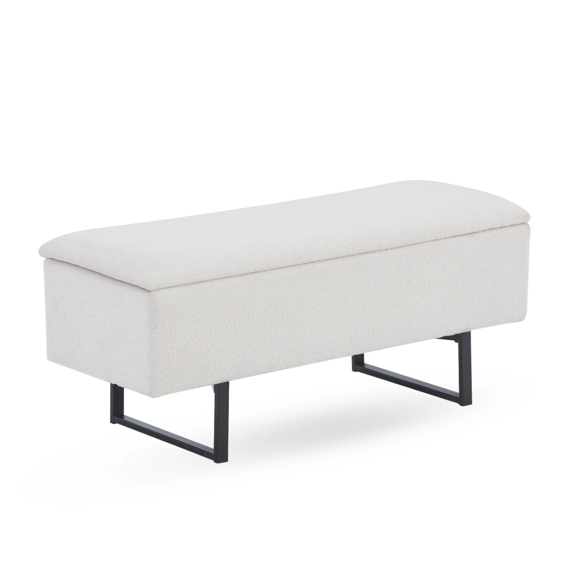 Malika Banc avec rangement en bouclé blanc 95x35x42 cm - Image 3