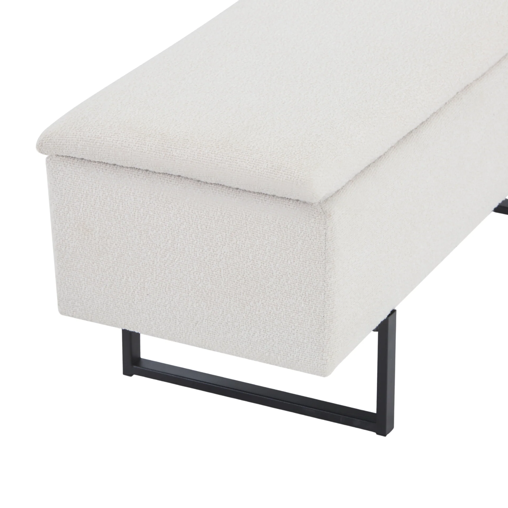 Malika Banc avec rangement en bouclé blanc 95x35x42 cm - Image 4