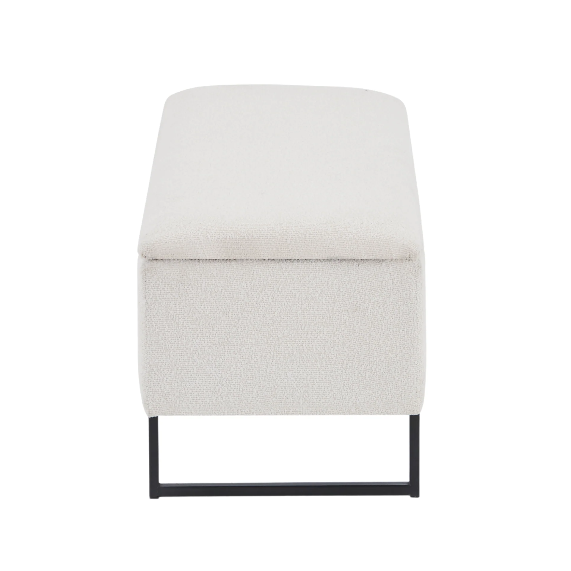 Malika Banc avec rangement en bouclé blanc 95x35x42 cm - Image 5