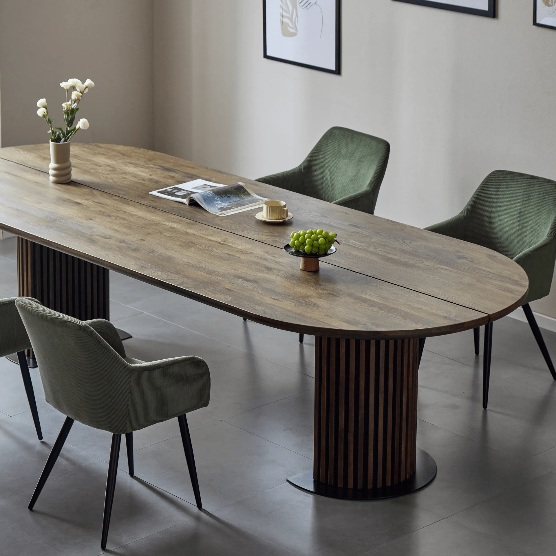 Matteo - Table à lattes avec sommier à lattes en chêne massif fumé 240x120x77 cm - Image 3