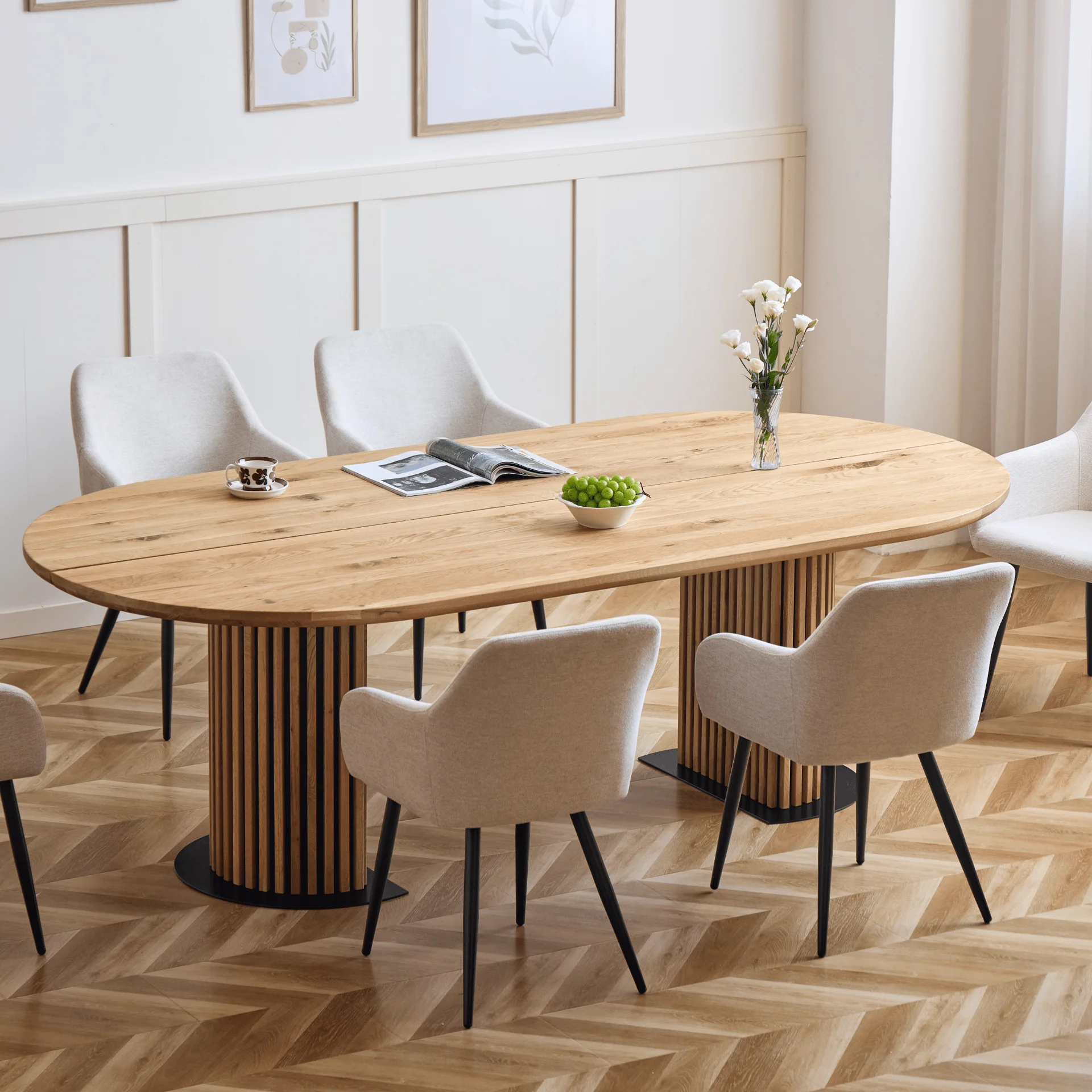Matteo - Table à lattes avec sommier à lattes en chêne massif huilé/naturel 240x120x77 cm - Image 4
