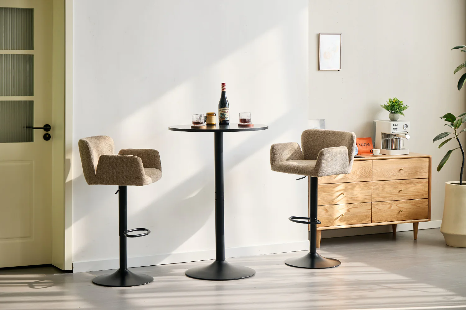 Melody Tabouret de bar – textile sable avec hauteur réglable et fonction pivotante - Image 4