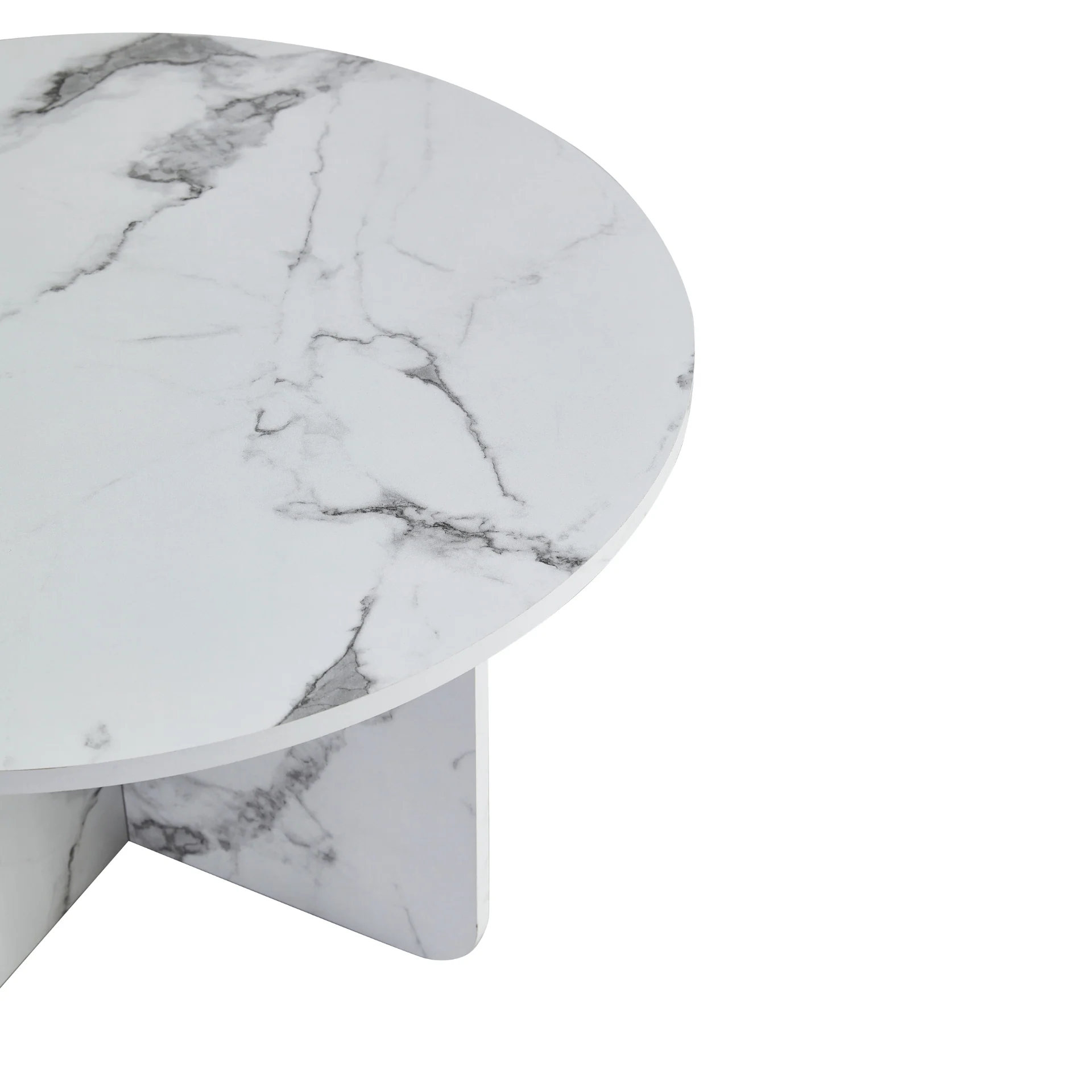 Mercy - Table basse en aspect marbre blanc Ø80 cm - Image 3