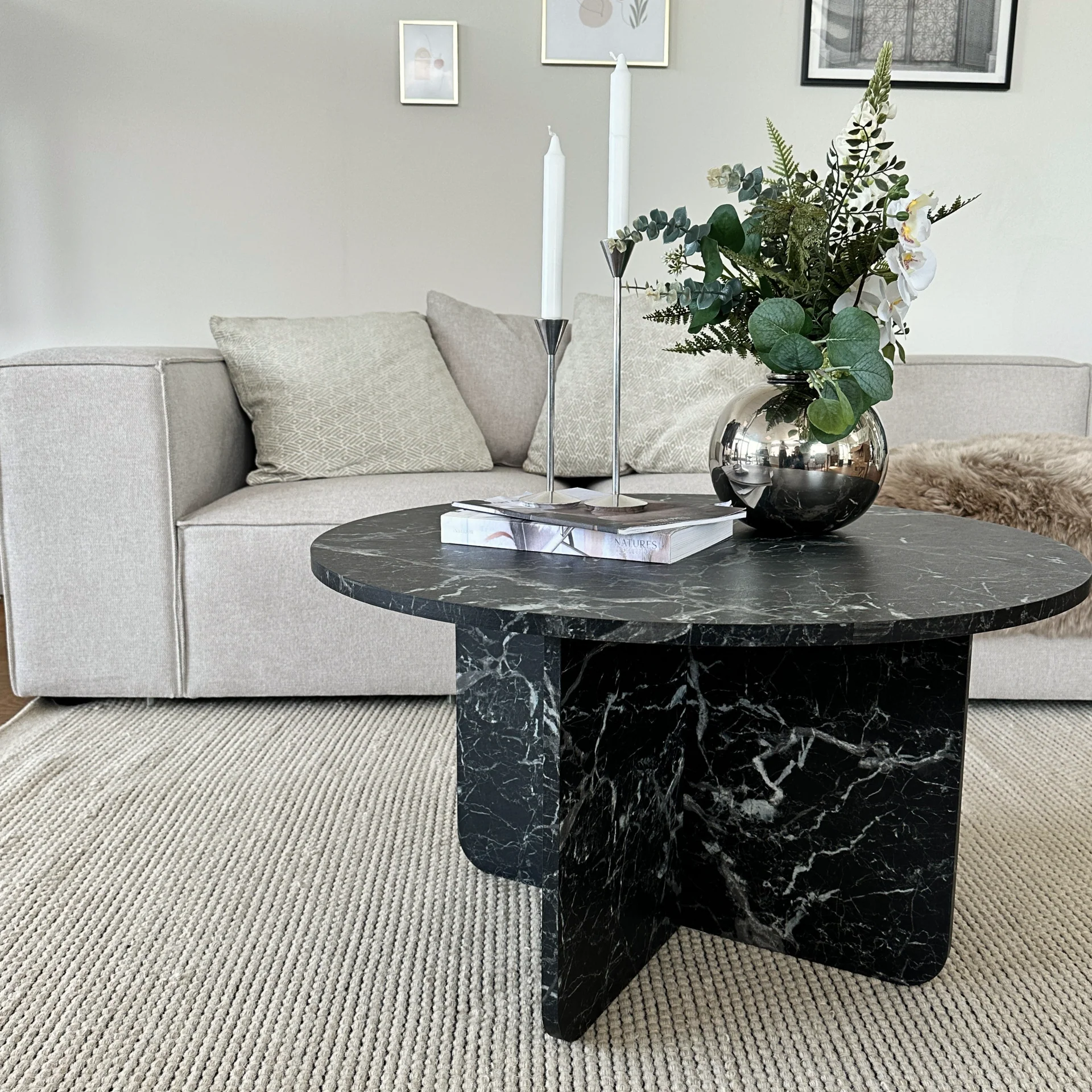 Mercy - Table basse en marbre noir Ø80 cm - Image 6