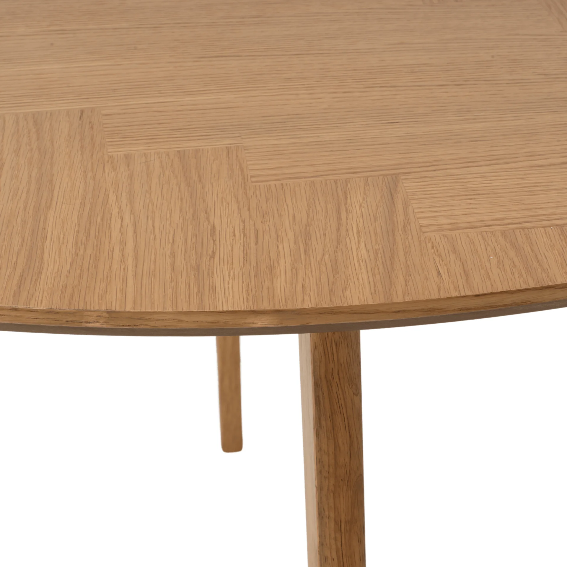 Miles - Table de salle à manger ronde Ø120 cm en placage de chêne huilé avec motif à chevrons - Image 5
