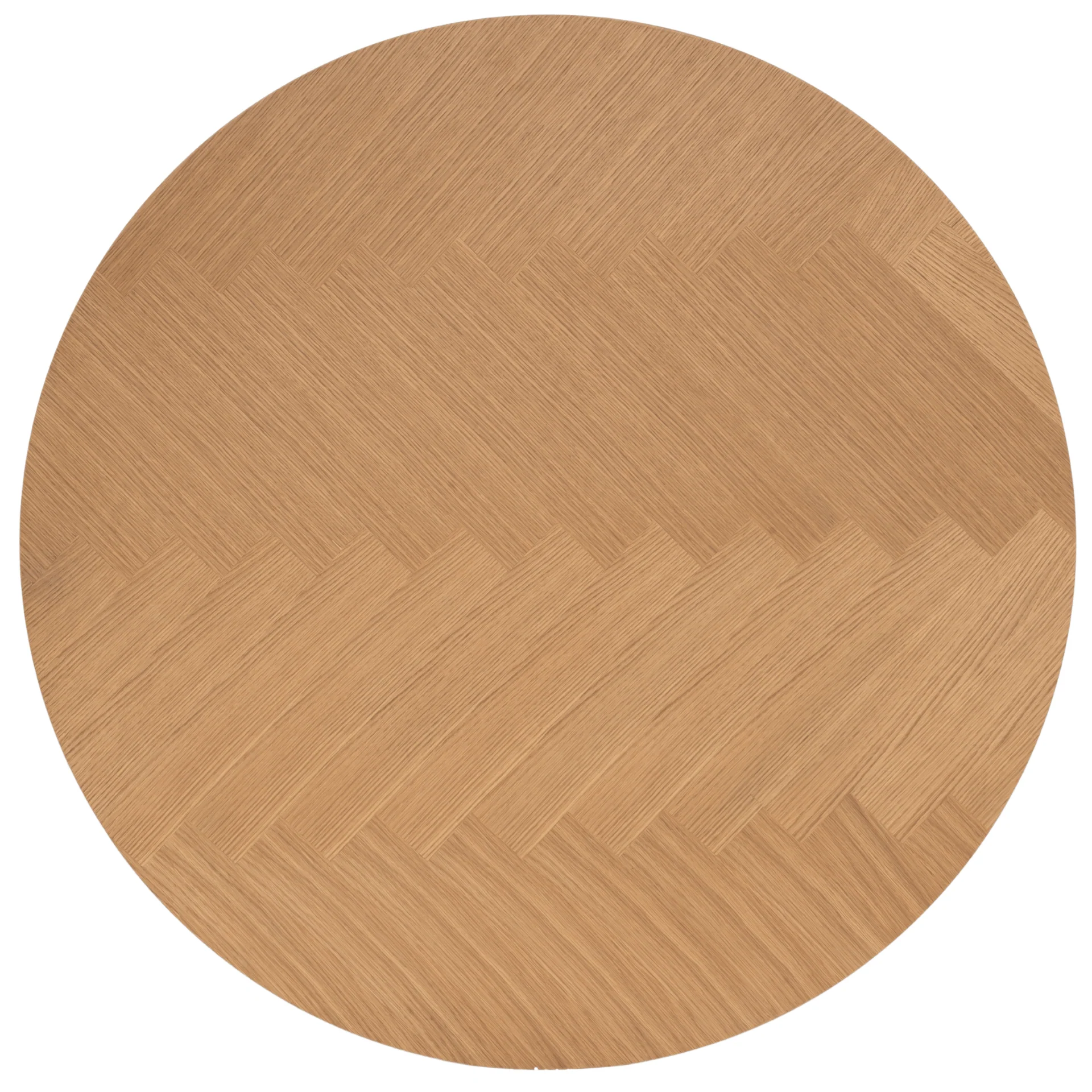 Miles - Table de salle à manger ronde Ø120 cm en placage de chêne huilé avec motif à chevrons - Image 6