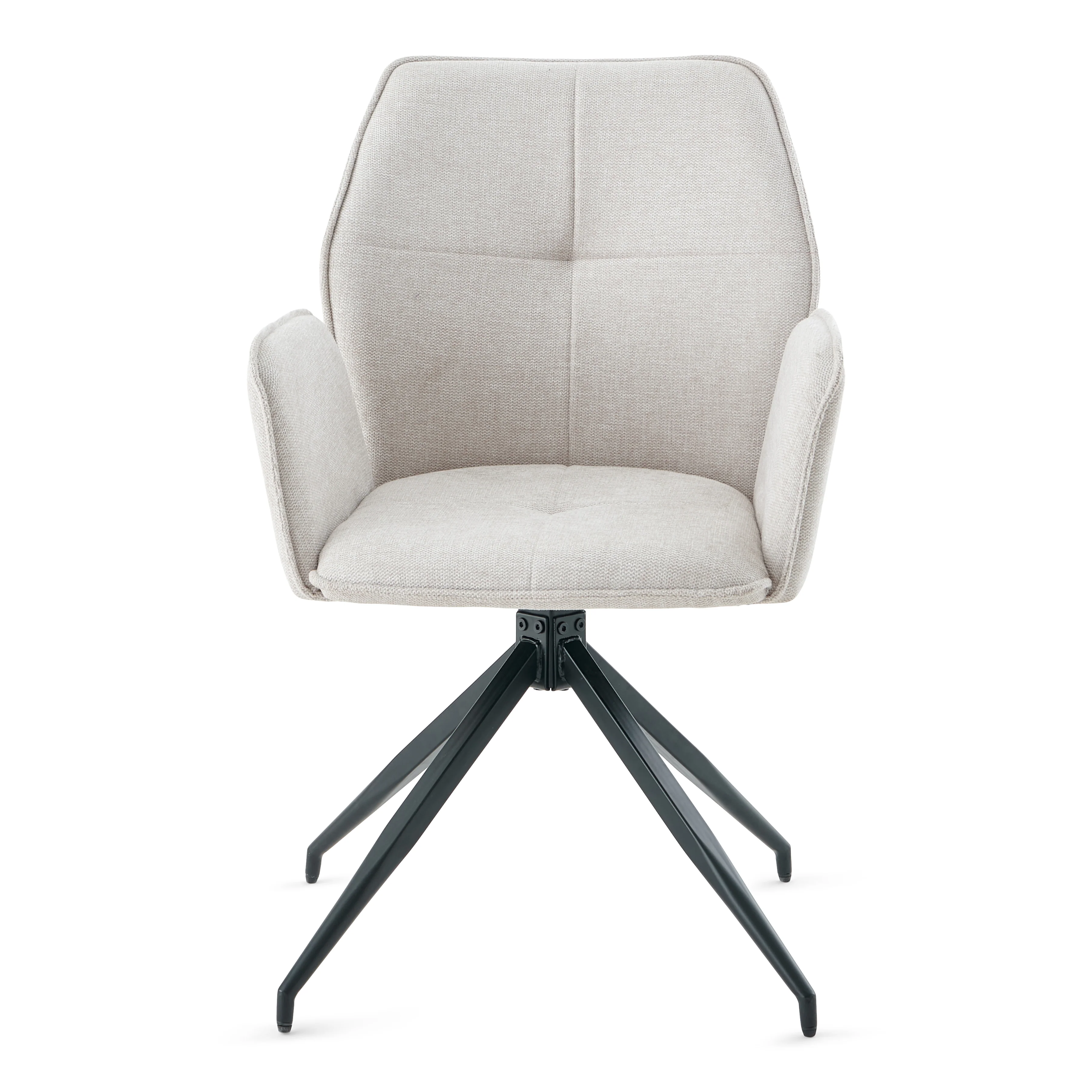 Minna - Chaise de salle à manger en tissu beige avec fonction pivotante à 360 degrés - Image 4