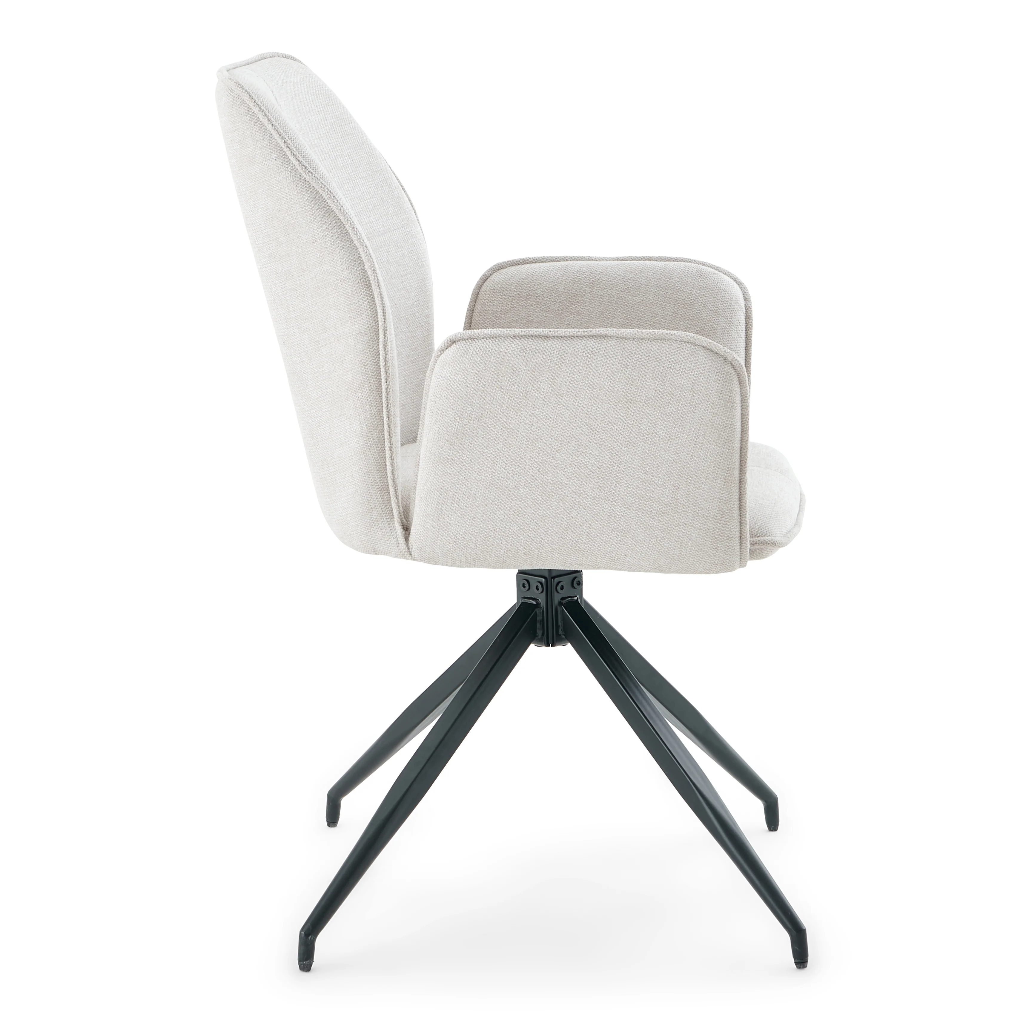 Minna - Chaise de salle à manger en tissu beige avec fonction pivotante à 360 degrés - Image 5
