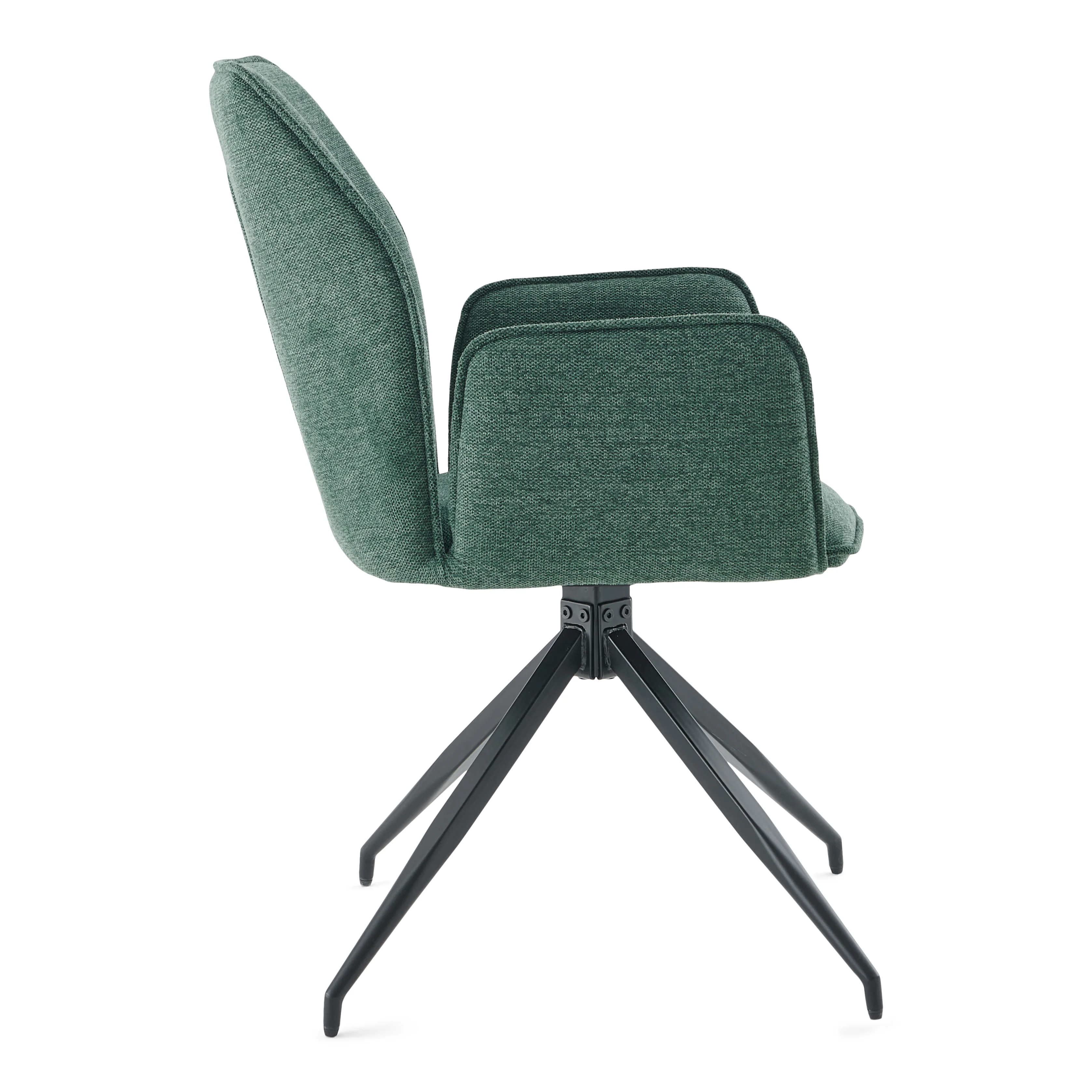 Minna - Chaise de salle à manger en tissu vert avec fonction pivotante à 360 degrés - Image 5