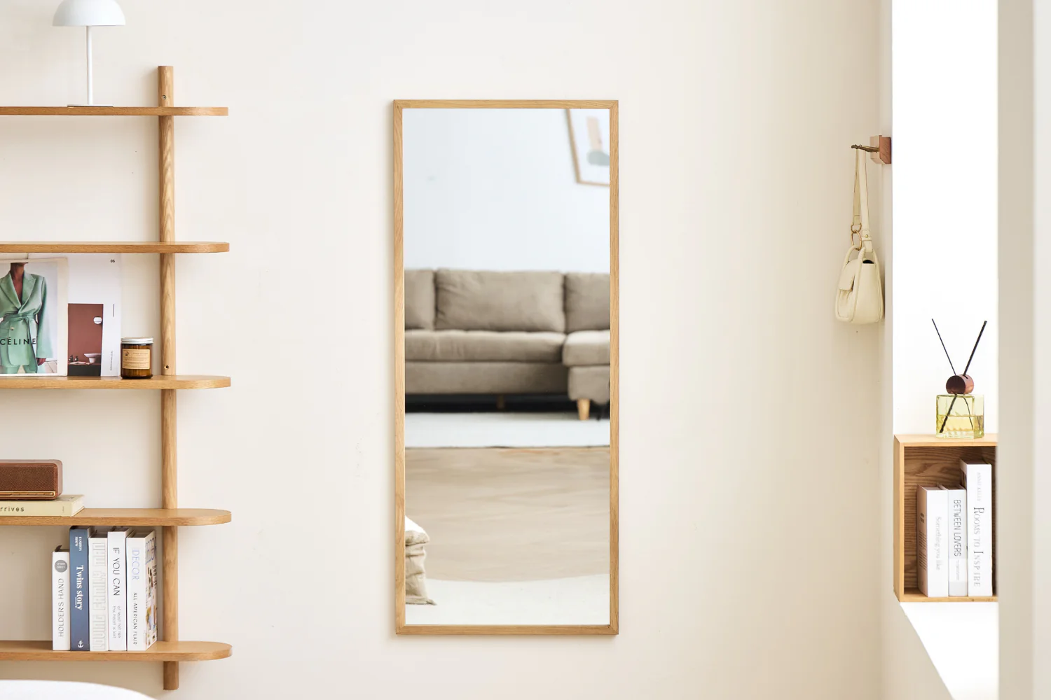Miroir Elvira 120x50 cm avec cadre en bois de chêne - Image 6