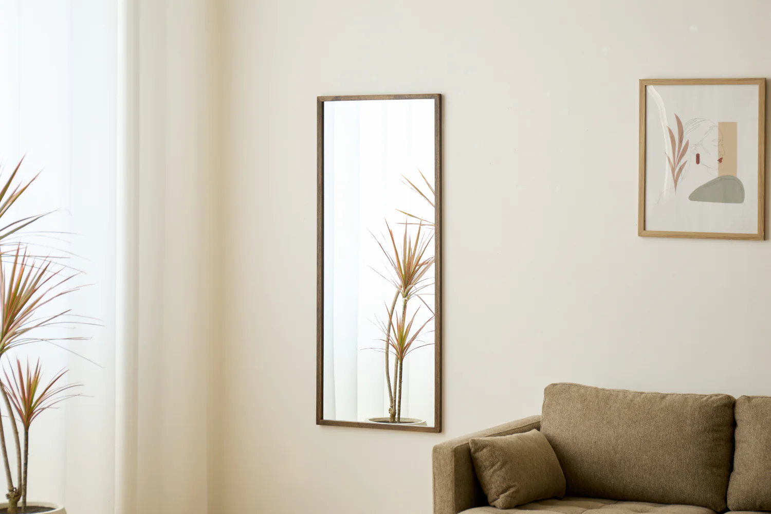 Miroir Elvira 120x50 cm avec cadre en bois en chêne fumé - Image 3