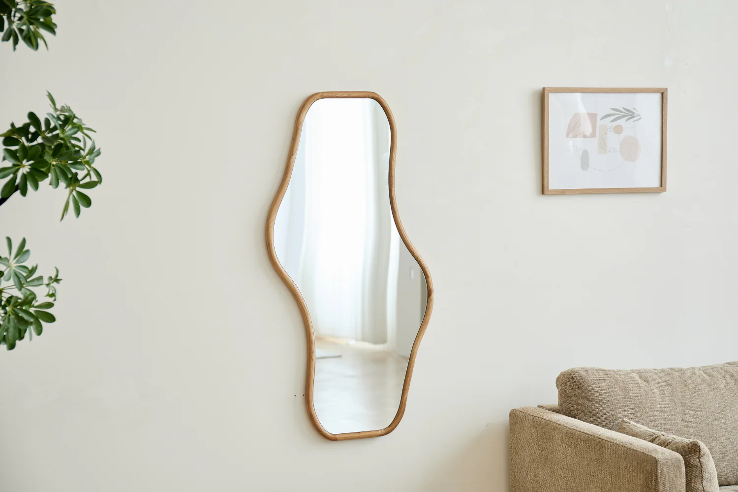 Miroir organique Angela avec cadre en bois de chêne 100x50 cm - Image 5