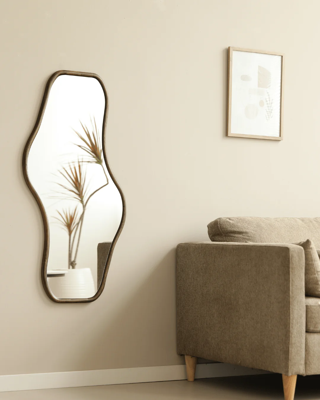 Miroir organique Angela avec cadre en bois de chêne fumé 50x100 cm - Image 4