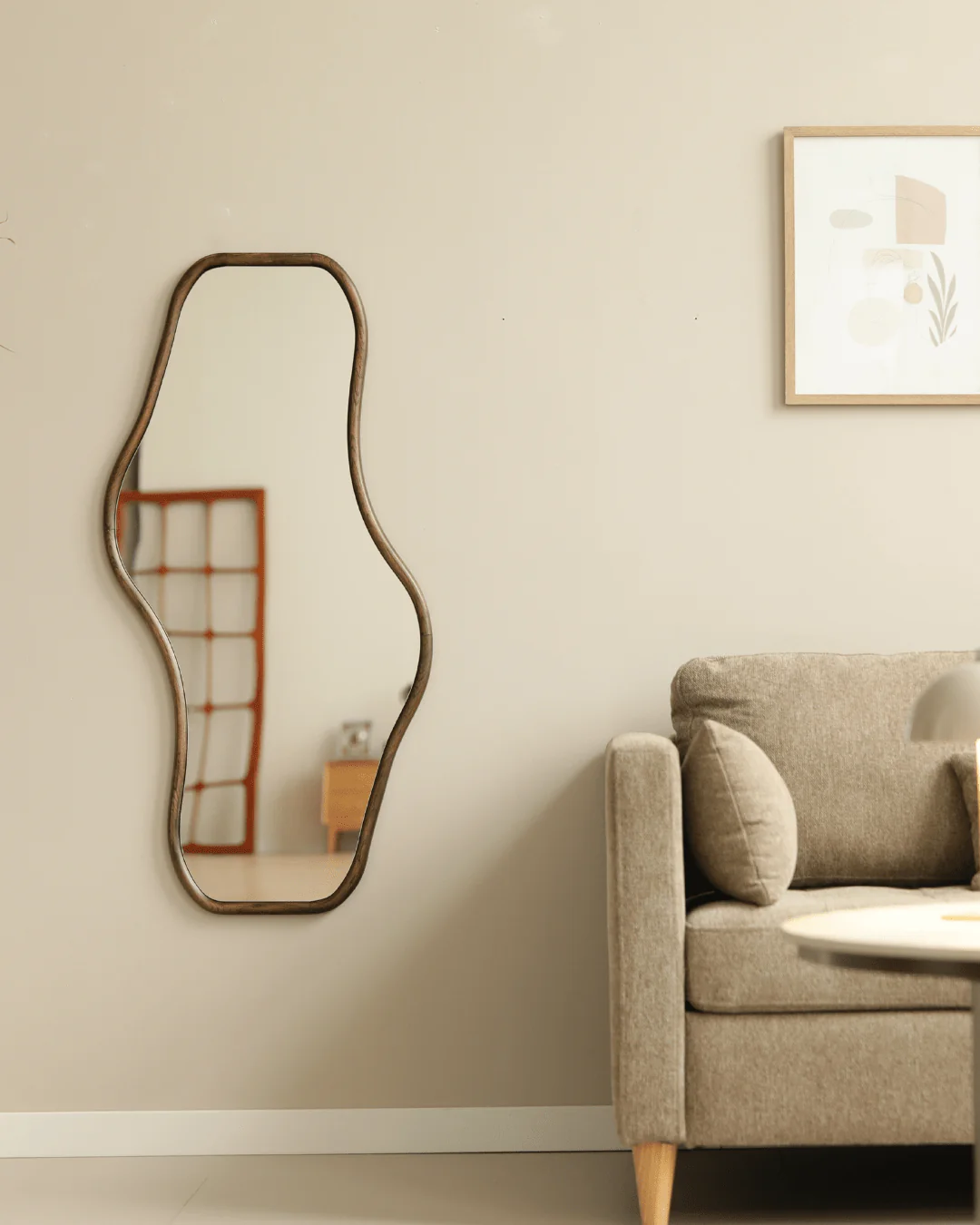 Miroir organique Angela avec cadre en bois de chêne fumé 50x100 cm - Image 7