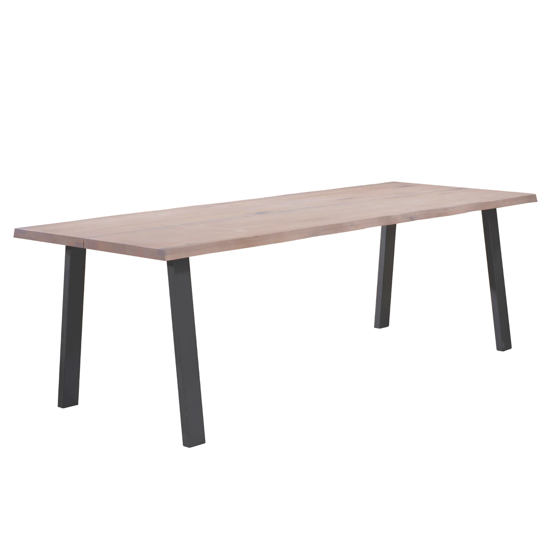 Molly - Table 200 x 95 cm en chêne blanchi huilé avec pieds en A (Préparé pour des rallonges)