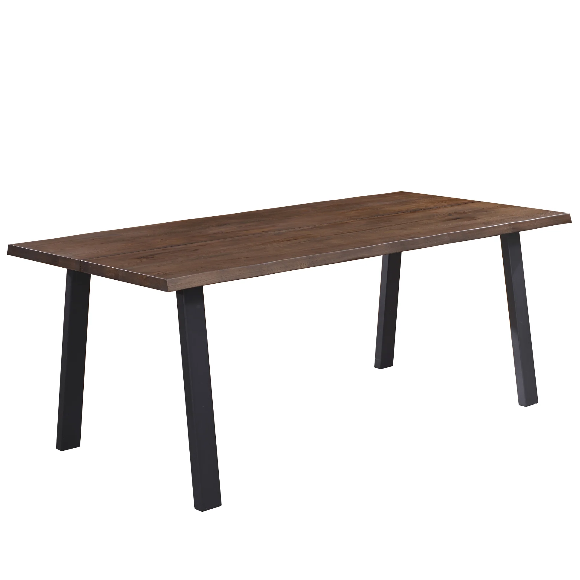 Molly - Table de salle à manger 200 x 95 cm en chêne fumé avec pieds en A (Préparé pour des rallonges)