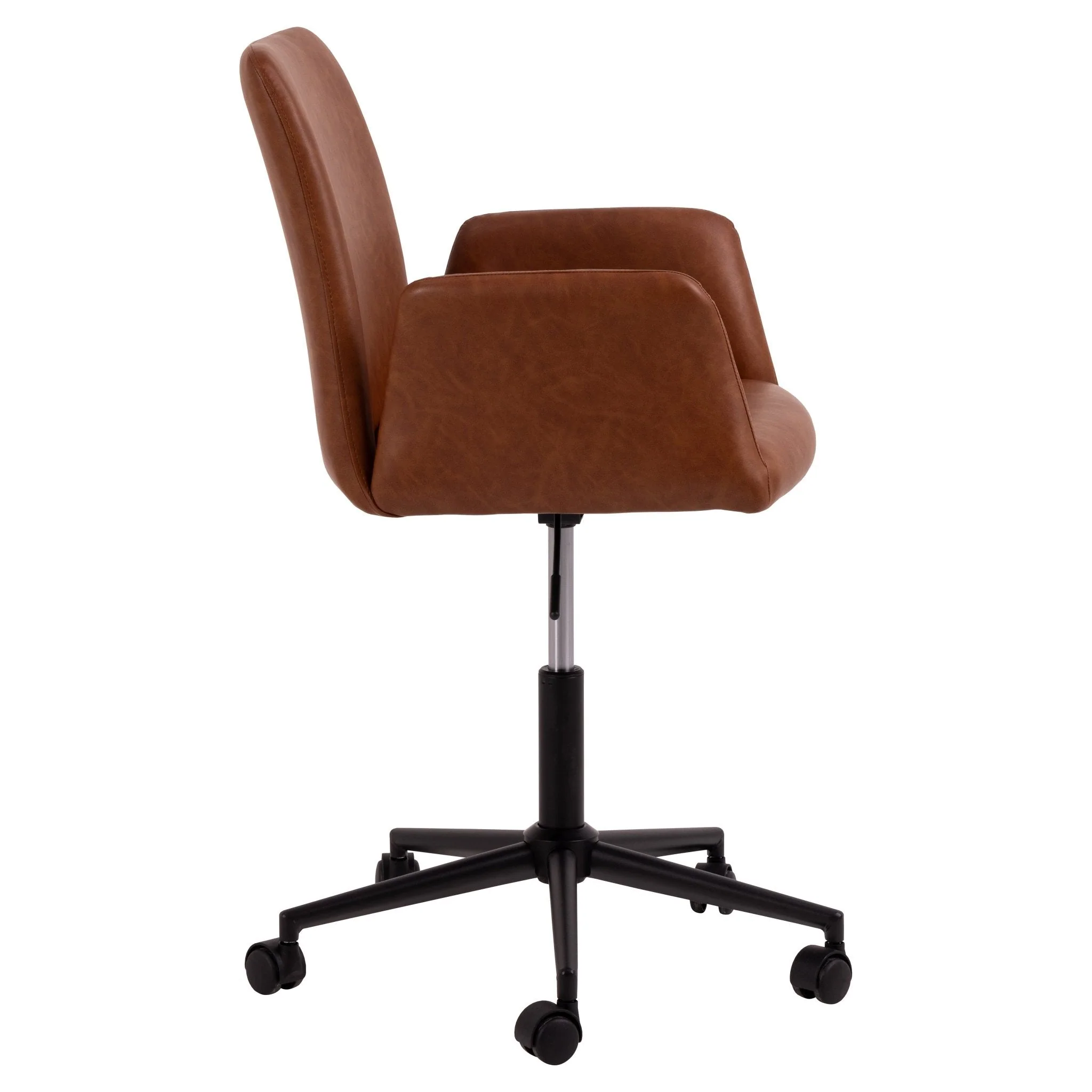 Naya Chaise de bureau avec accoudoirs et pivotante en marron - Image 4
