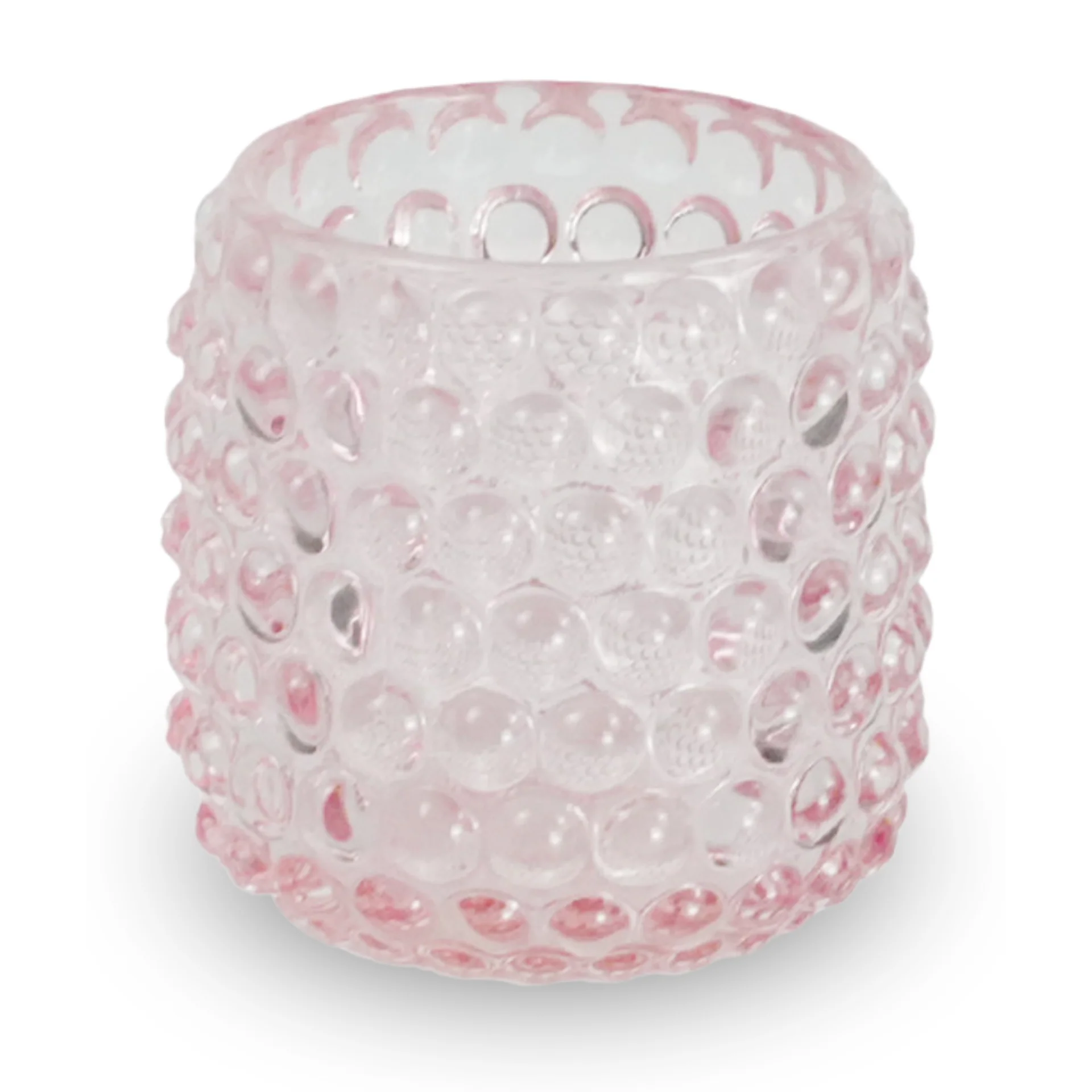 Nelly bougeoir en verre rose 8,5 cm