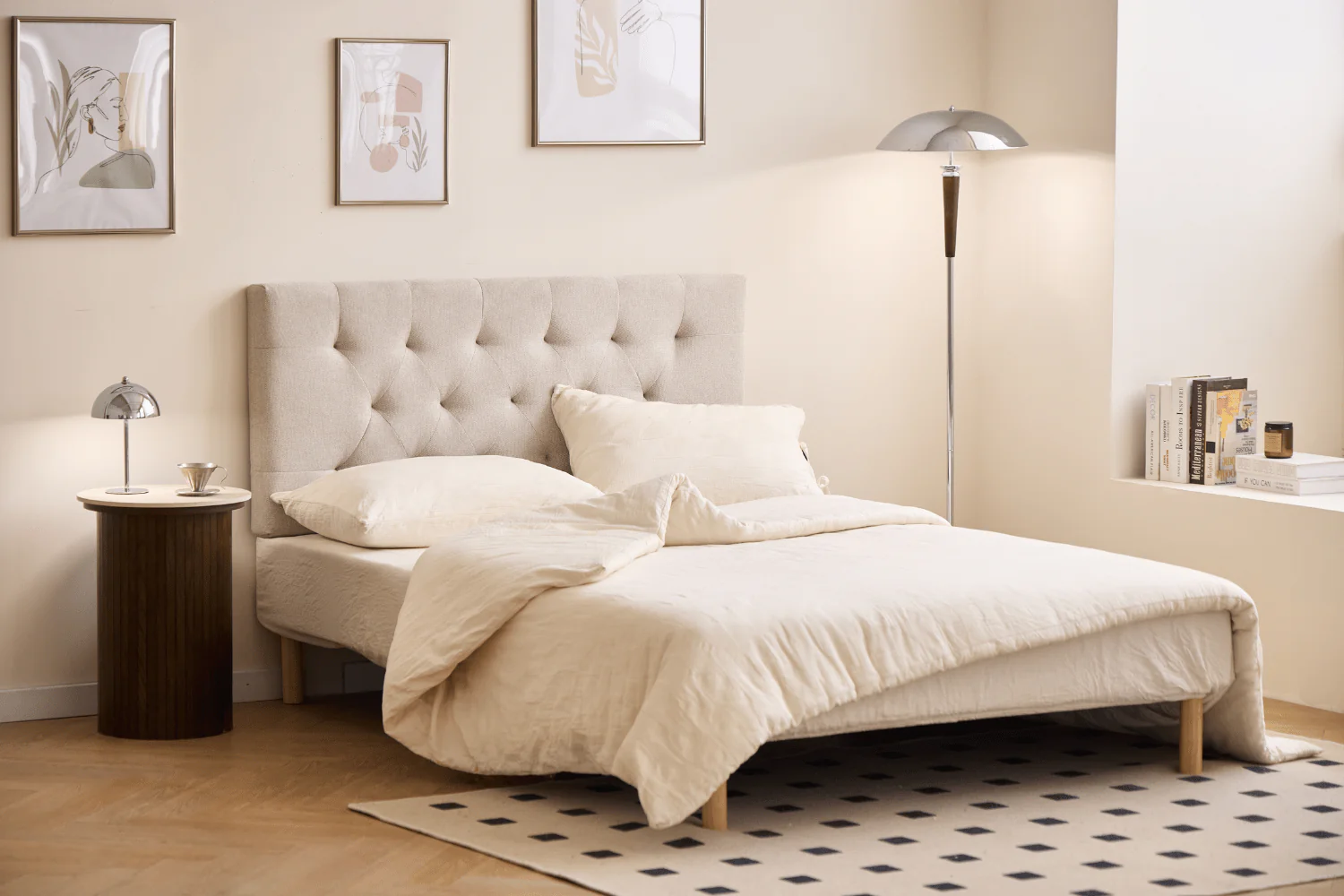 Nia Tête de lit 140x63 cm en textile beige - Image 4