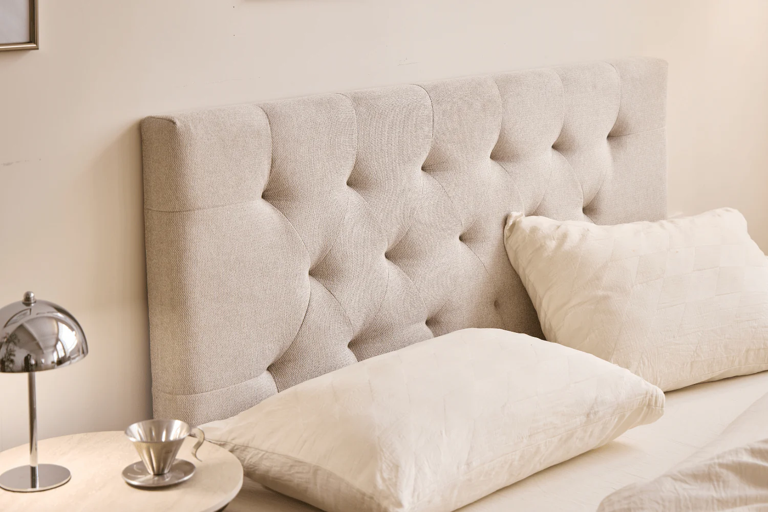 Nia Tête de lit 140x63 cm en textile beige - Image 6