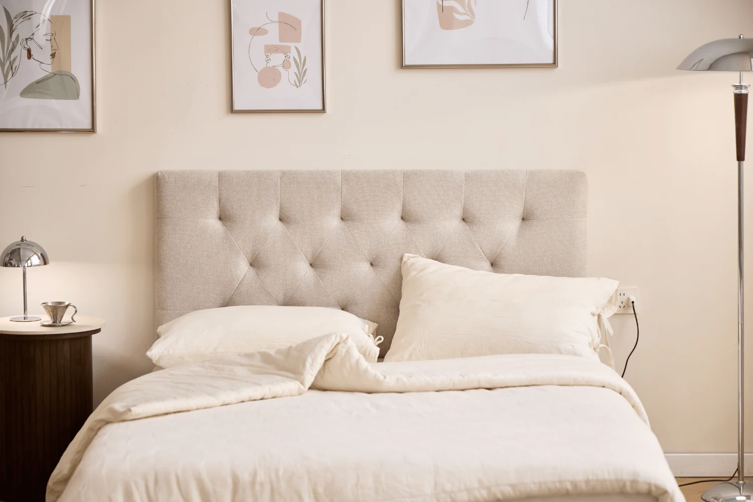 Nia Tête de lit 140x63 cm en textile beige - Image 7