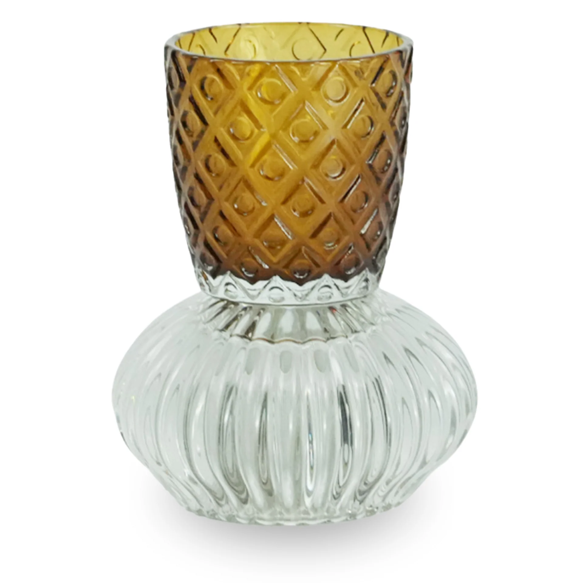 Nori porte-bougie en verre amber/gris 13,5 cm - Image 2