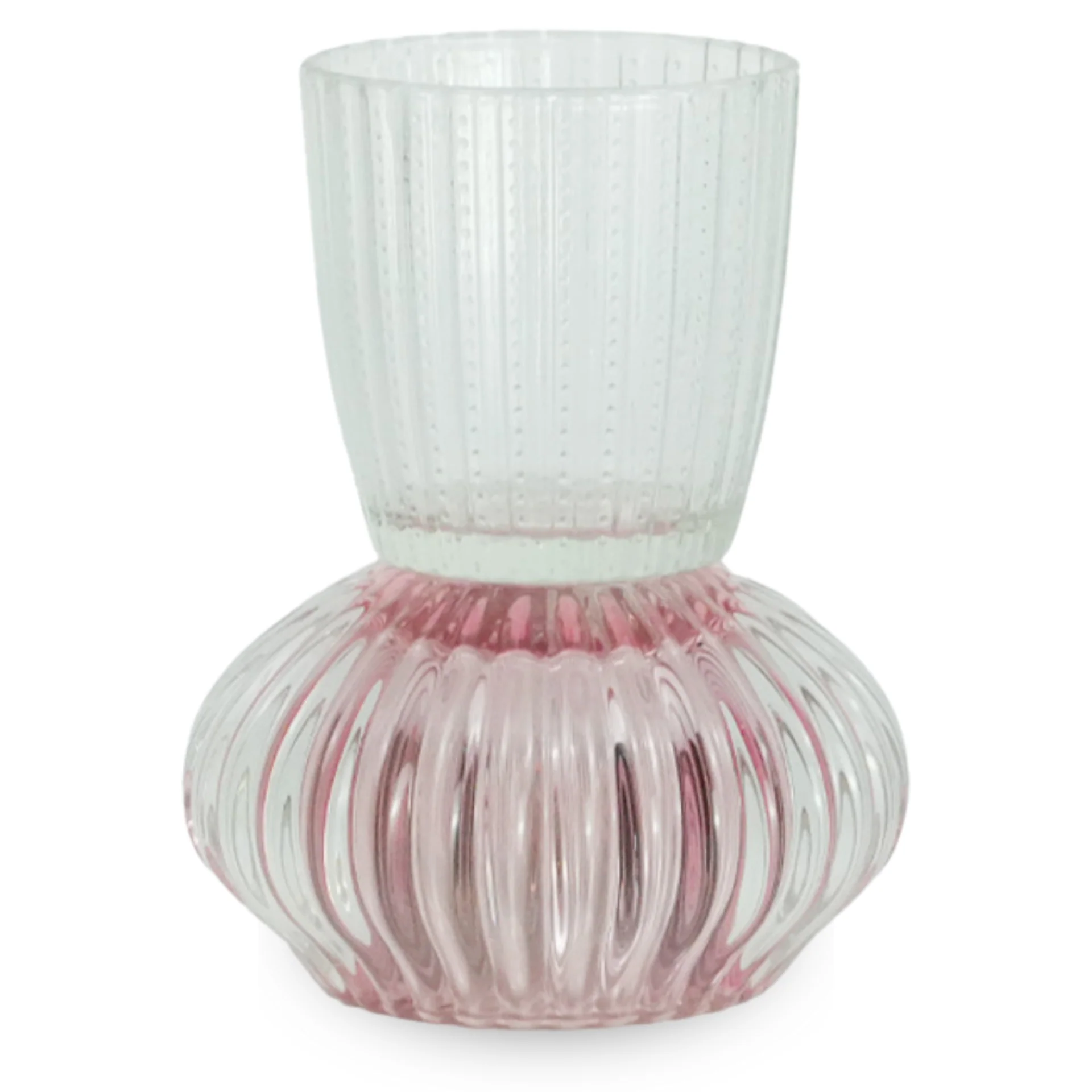 Nori porte-bougie en verre rose/clair 13,5 cm - Image 2