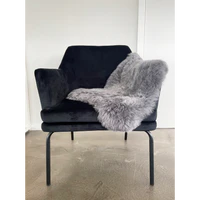 Peau de mouton véritable - Gris 95x65 cm - Image 3