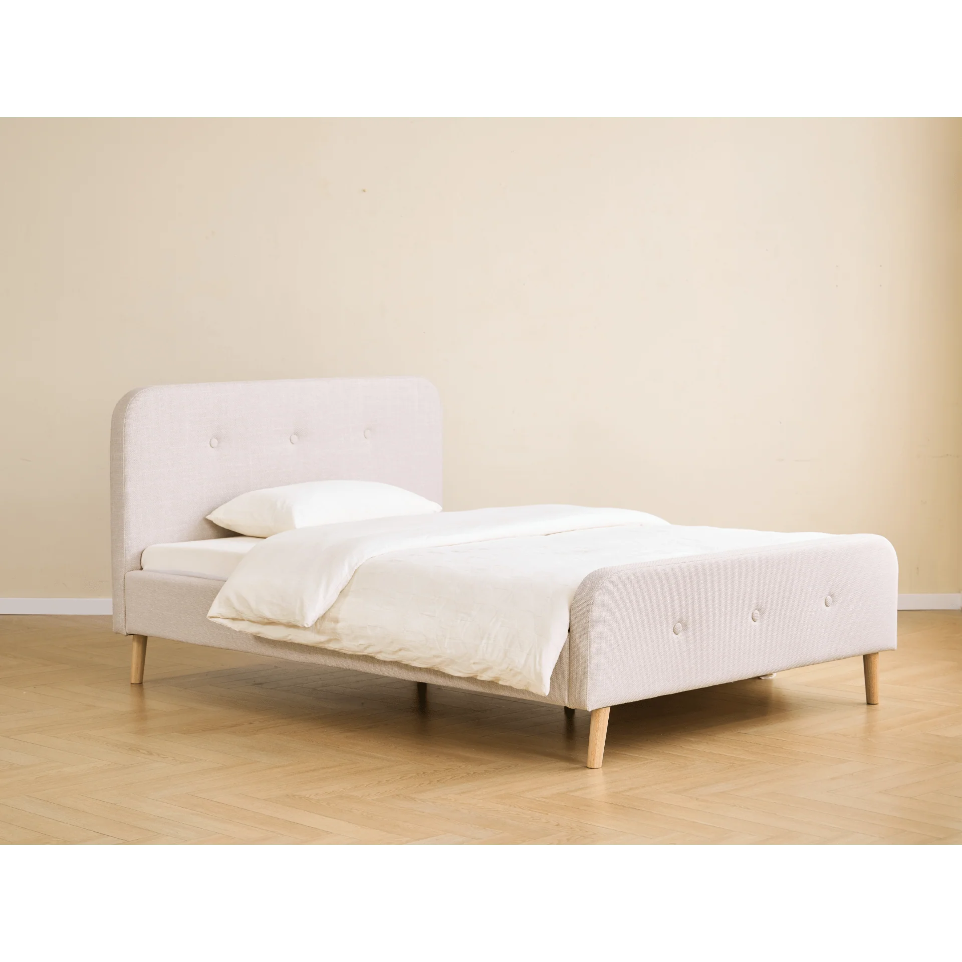 Premium Christian bed in beige 140x200 cm incl. lattes de lit et matelas