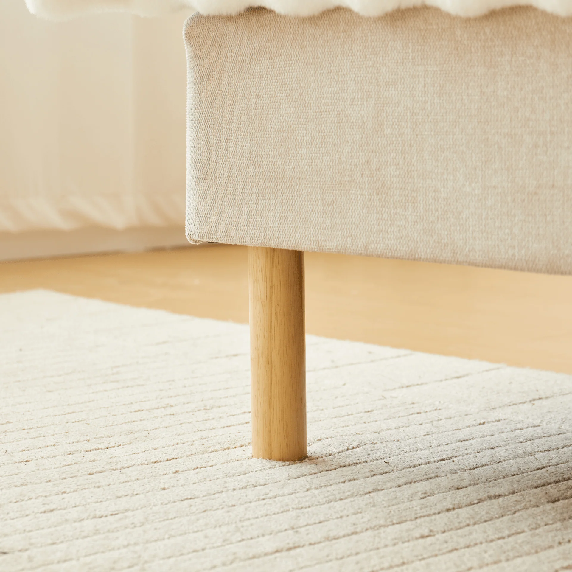 Premium sommier tapissier beige 90x200 cm avec surmatelas en mousse à mémoire de forme 7 cm, pieds exclus - Image 4