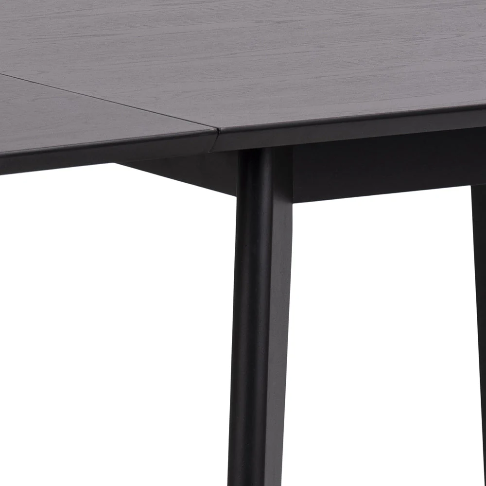 Rickie - Table à manger extensible en bois de chêne laqué noir 80/120 x 80 cm - Image 5