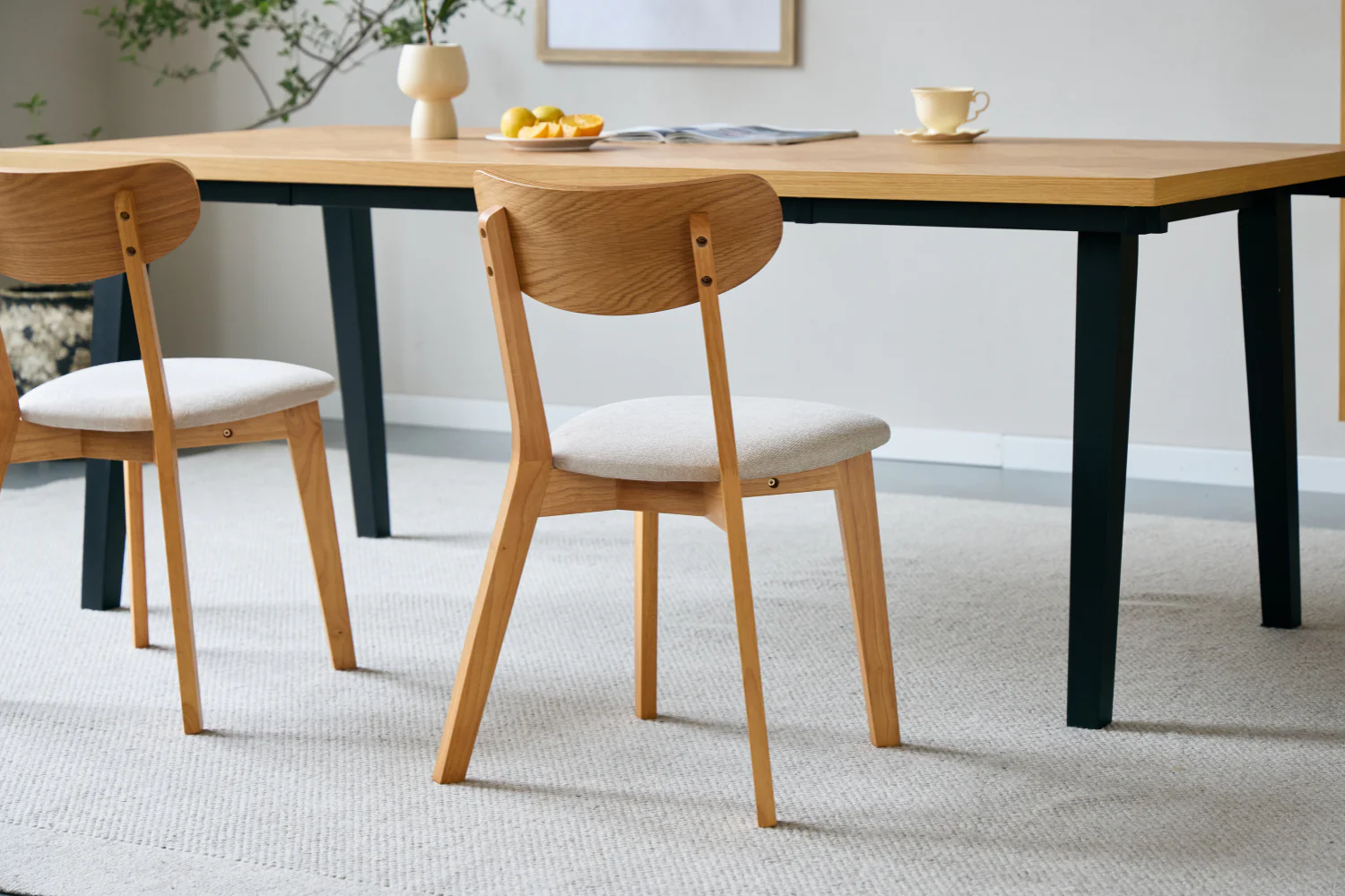 Rory chaise de salle à manger – Chaise en chêne avec assise rembourrée - Image 7