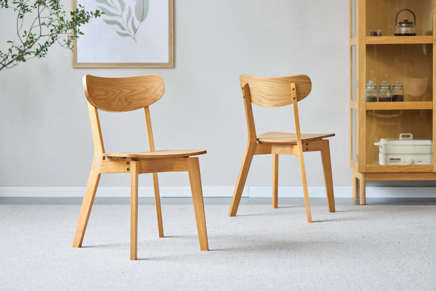 Rory chaise de salle à manger – Chaise en placage de chêne - Image 8