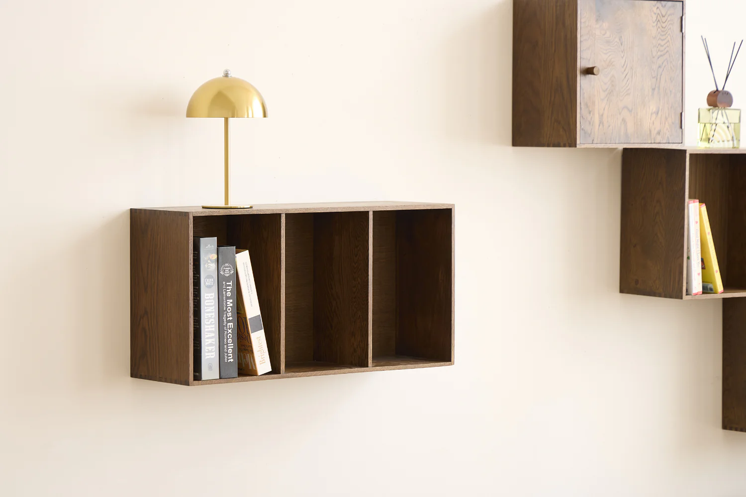 Rumi Etagère murale à trois compartiments 33x20x66 cm chêne fumé incl. supports muraux - Image 5