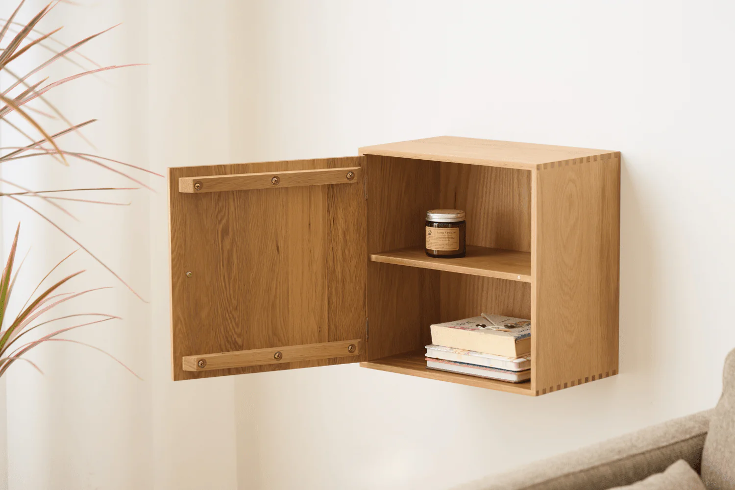 Rumi Etagère murale avec porte et étagère 33x20x33 cm chêne incl. support mural - Image 5