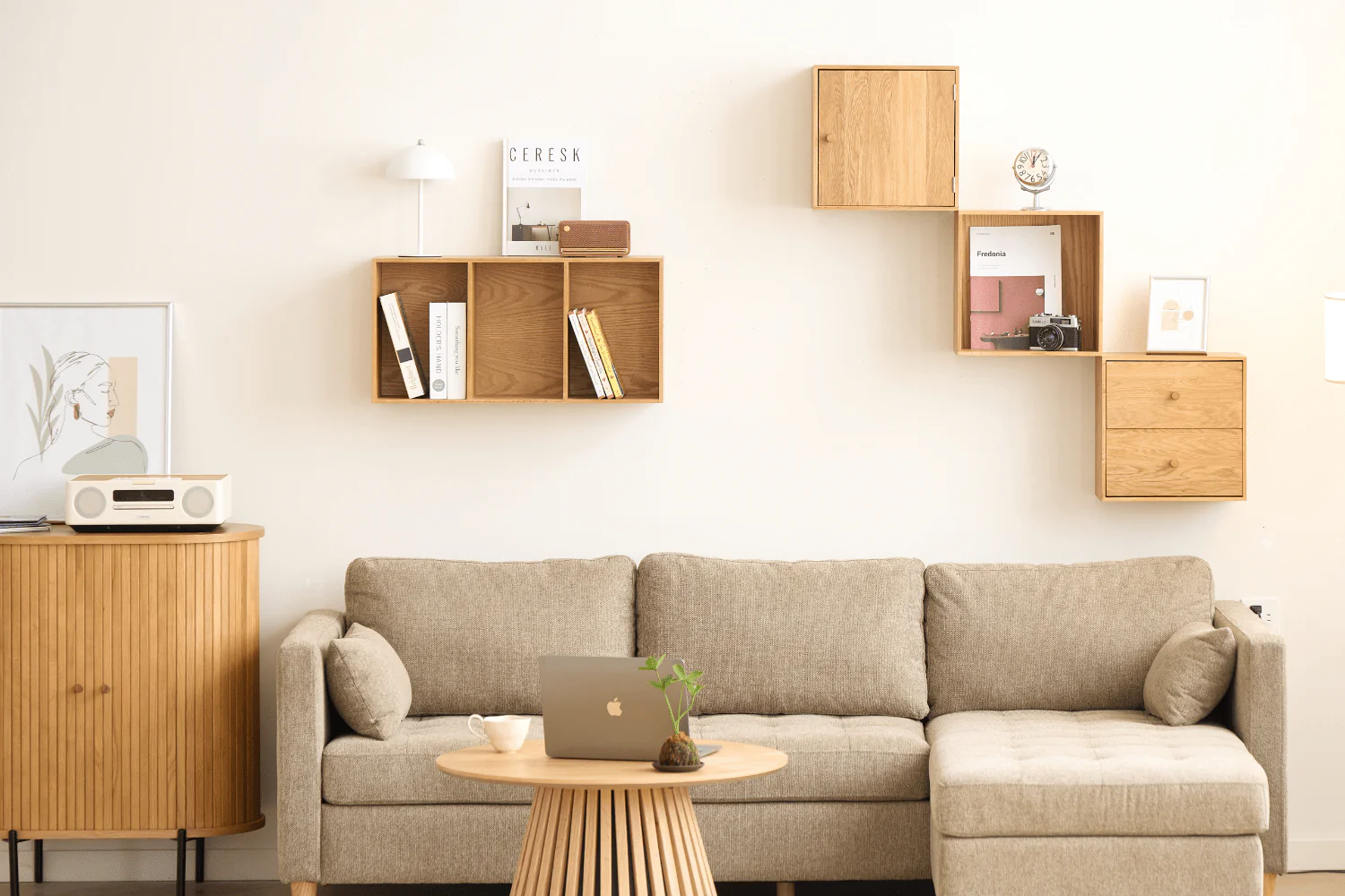 Rumi Etagère murale avec tiroirs 33x20x33 cm chêne incl. supports muraux - Image 7