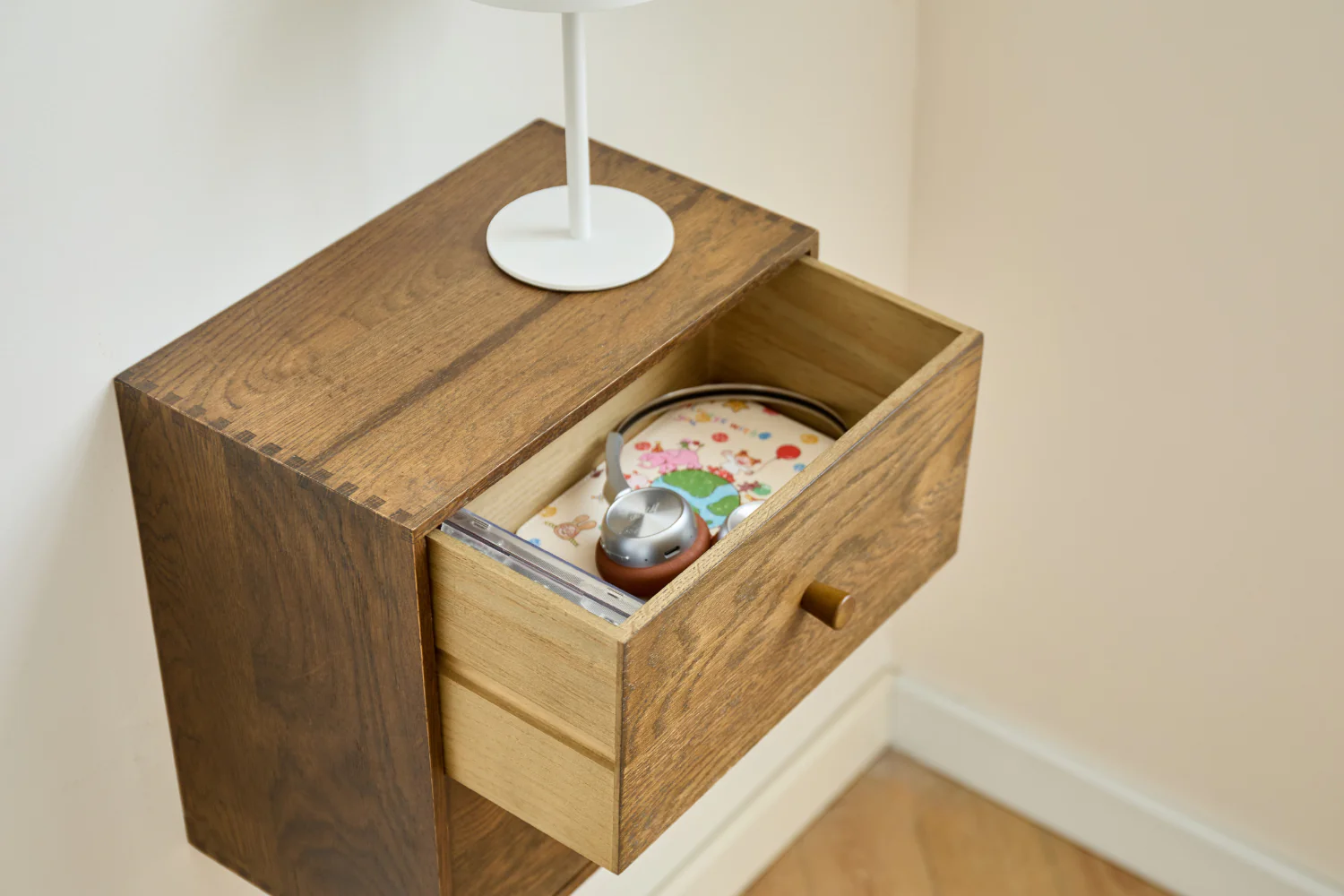 Rumi Etagère murale avec tiroirs 33x20x33 cm chêne fumé incl. supports muraux - Image 3