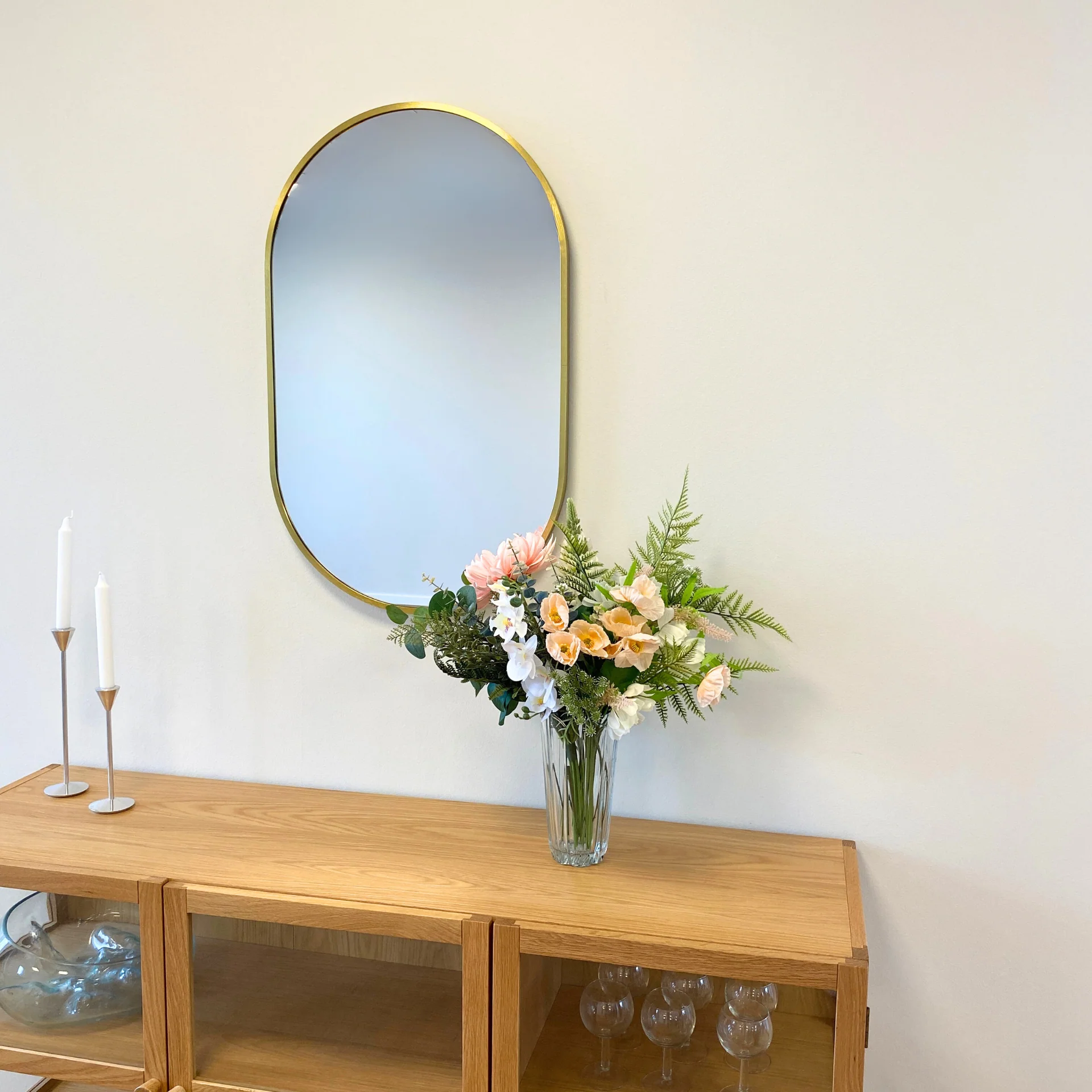 Sofie - Miroir ovale avec cadre en laiton/doré 50 x 80 cm - Image 2