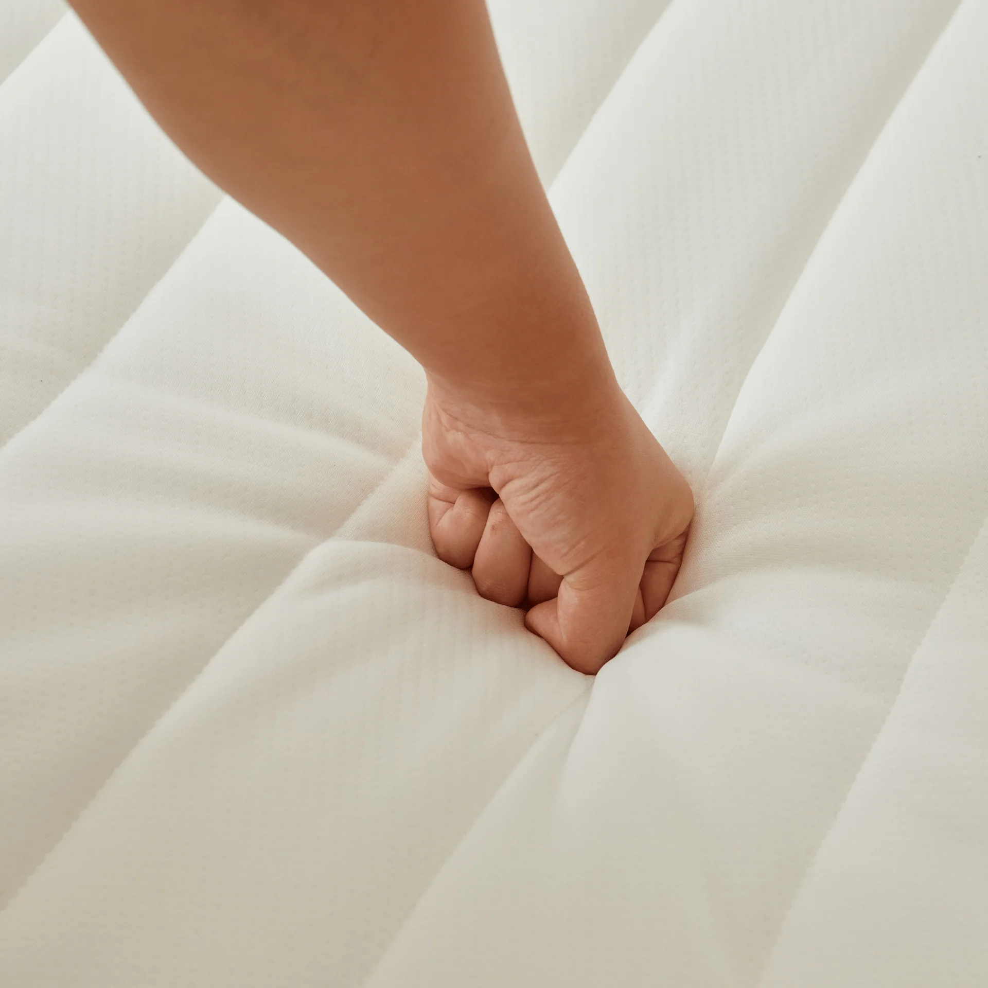 Sommier tapissier beige 90x200 cm avec surmatelas en mousse PU 4 cm, pieds exclus - Image 4