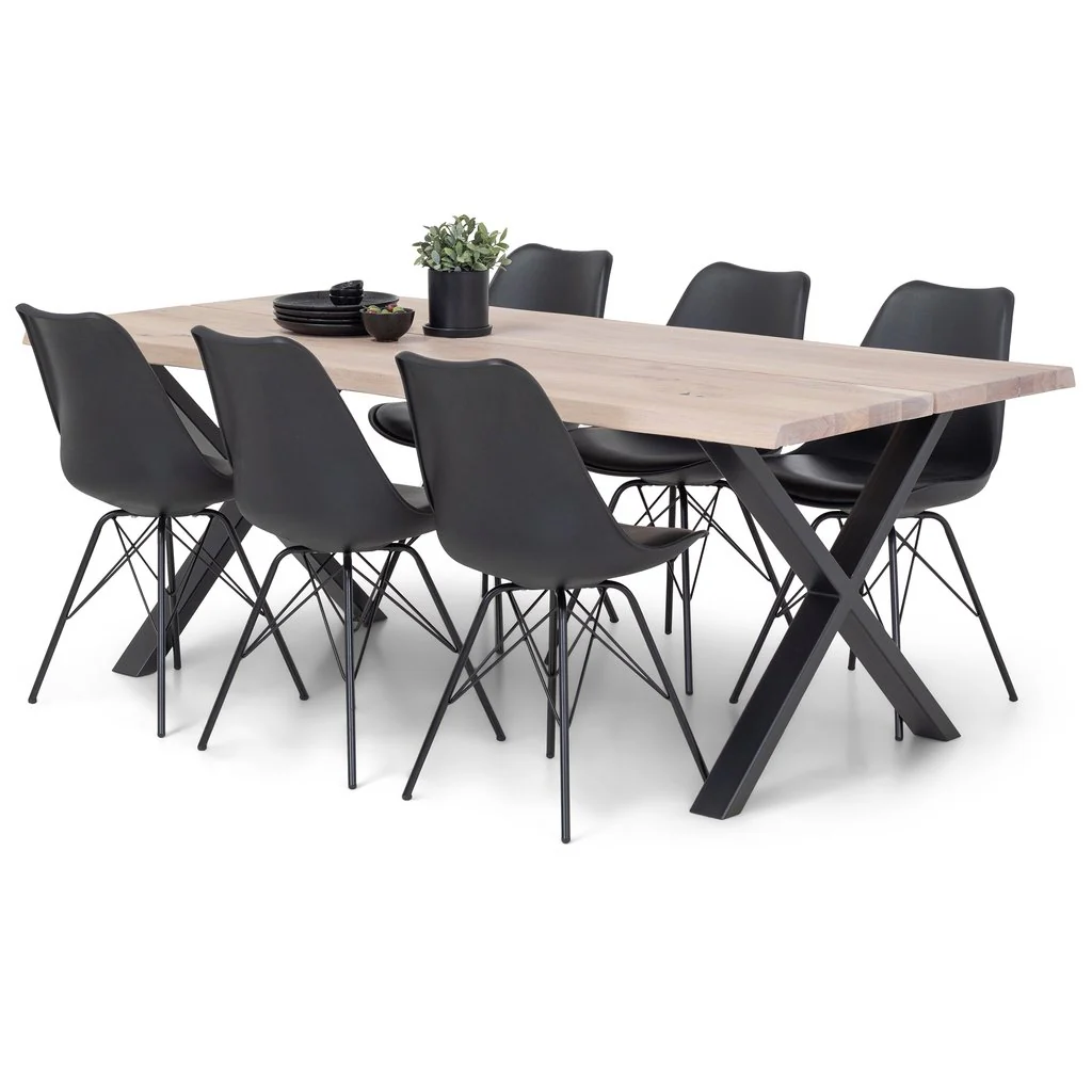 Susan - Table 200 x 95 cm en chêne blanc huilé avec pieds croisés (prêt pour rallonges) - Image 2