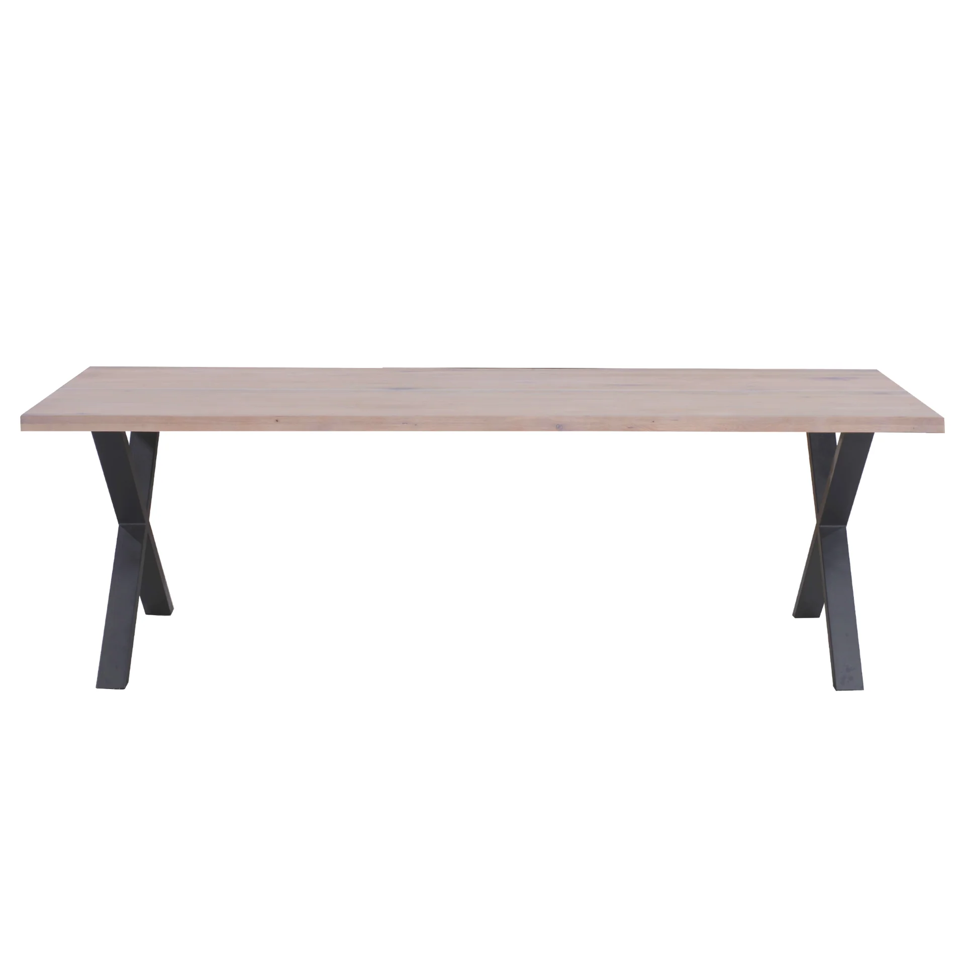 Susan - Table 200 x 95 cm en chêne blanc huilé avec pieds croisés (prêt pour rallonges) - Image 3