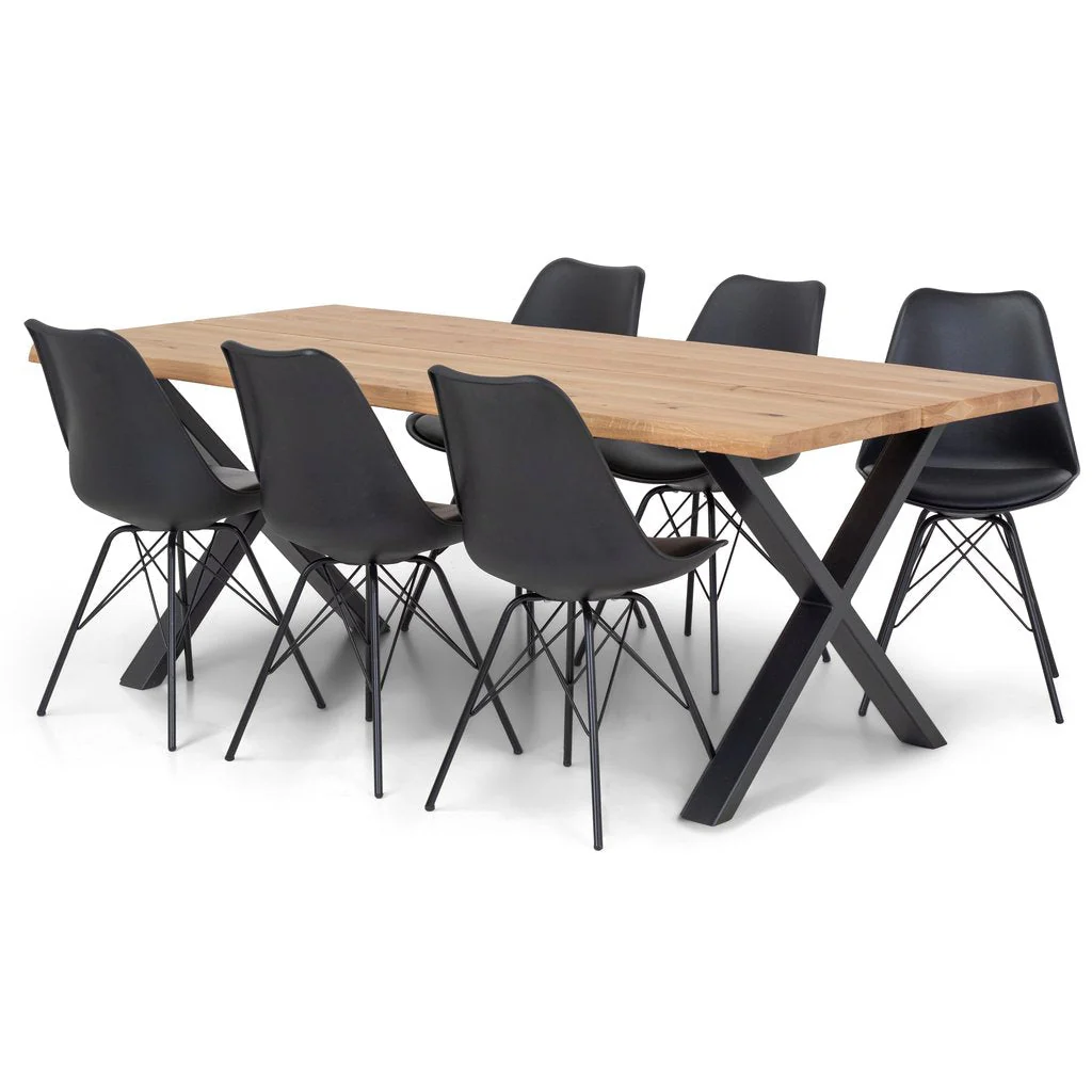 Susan - Table 200 x 95 cm en chêne naturel huilé avec pieds croisés (Préparé pour des rallonges) - Image 2
