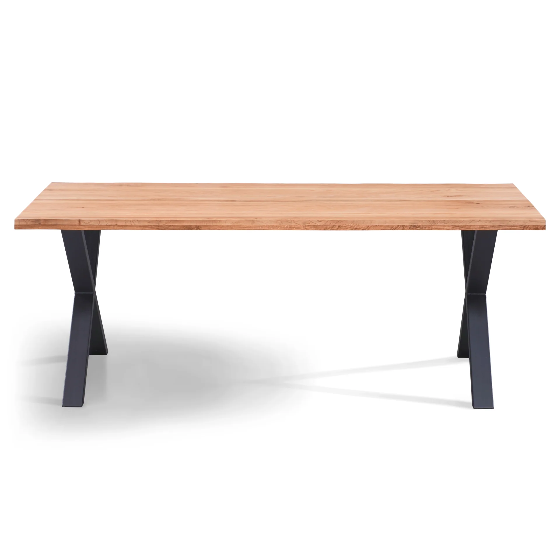 Susan - Table 200 x 95 cm en chêne naturel huilé avec pieds croisés (Préparé pour des rallonges) - Image 3