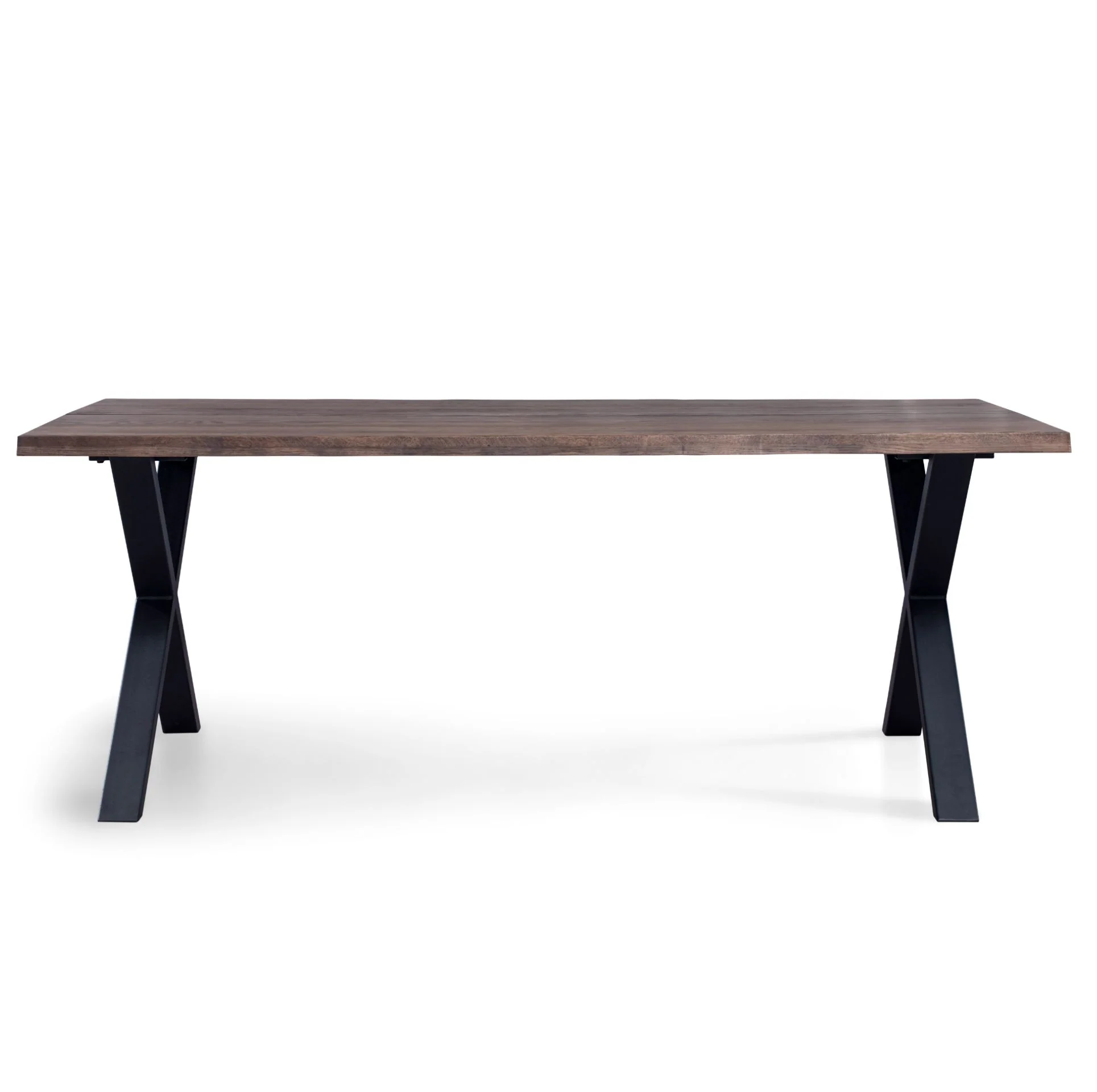 Susan - Table en planches 200x95 cm en chêne fumé avec pieds en croix - (Préparé pour des rallonges) - Image 4