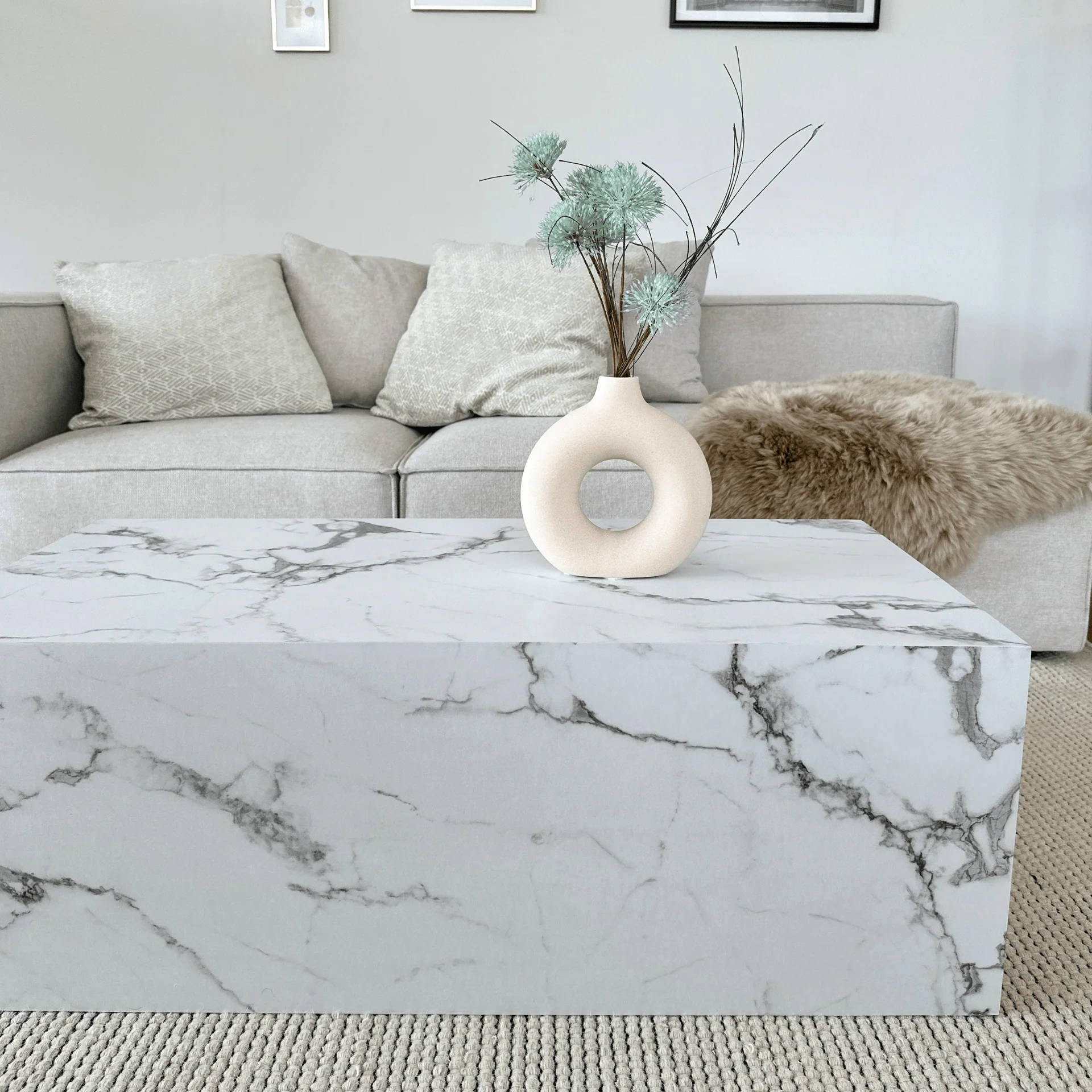 Maxine Table basse aspect marbre blanc 90x50 cm - Image 2
