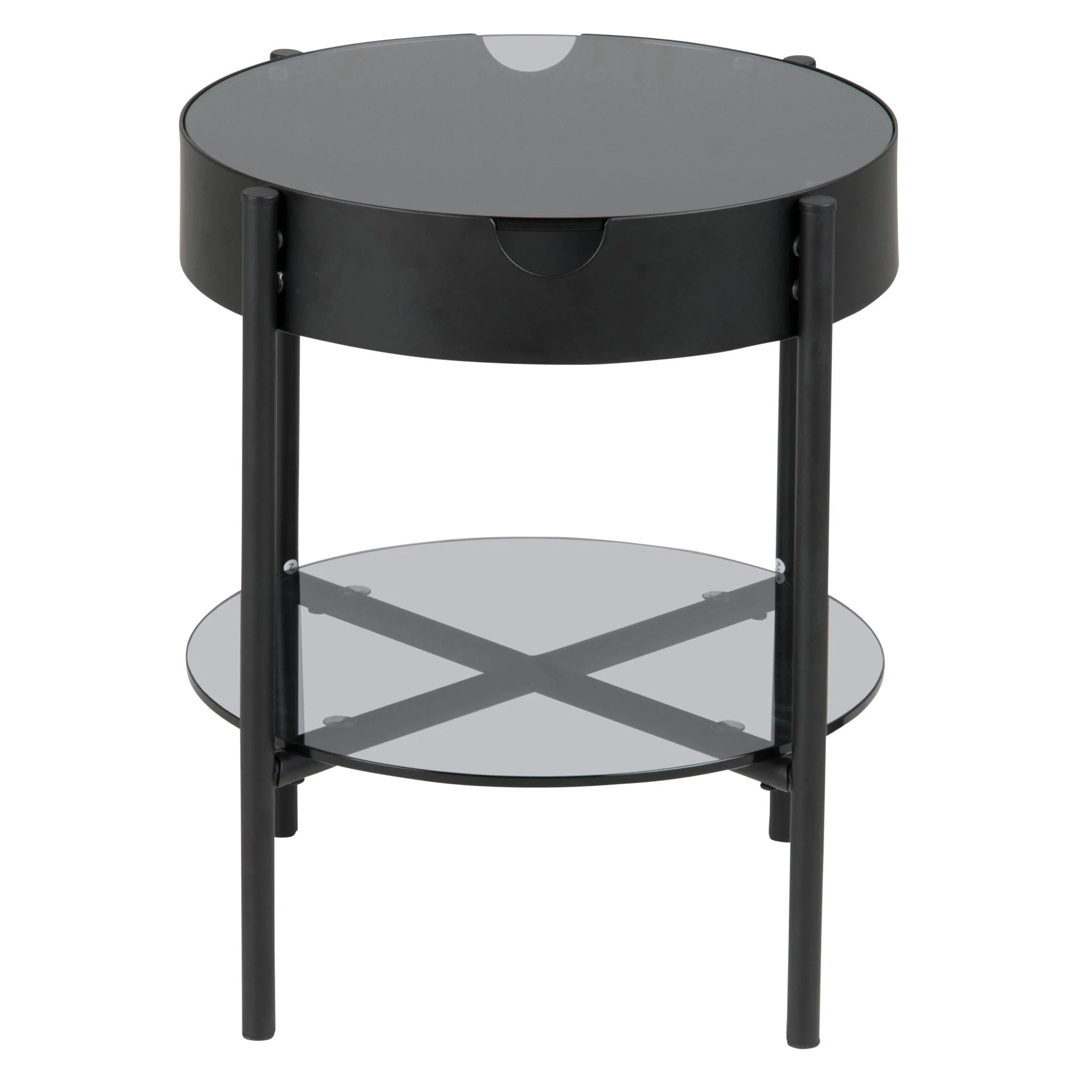Table basse Tipton en noir avec pieds en verre et métal 50x45x45 cm - Image 3